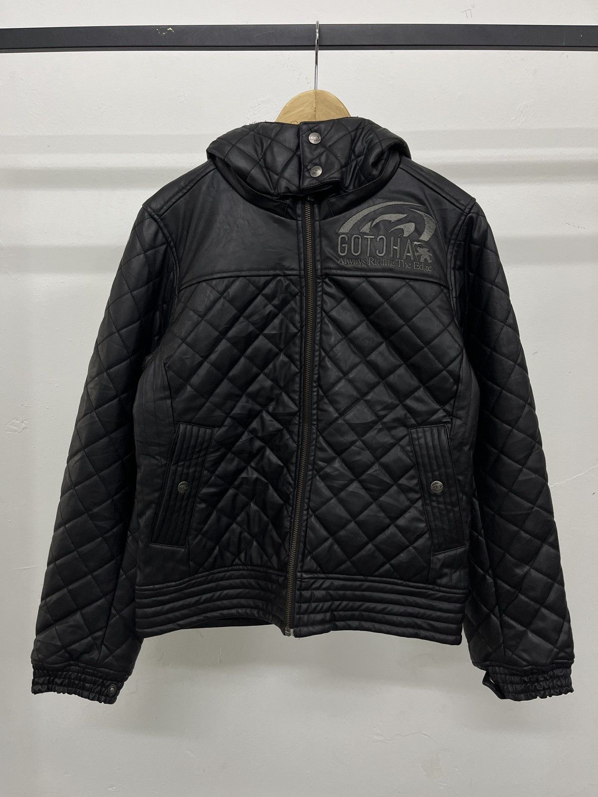 KMRii Japanese GOTCHA Faux Leather Quilted Jacket Punk style Size US S / EU 44-46 / 1 - 1 Thumbnail