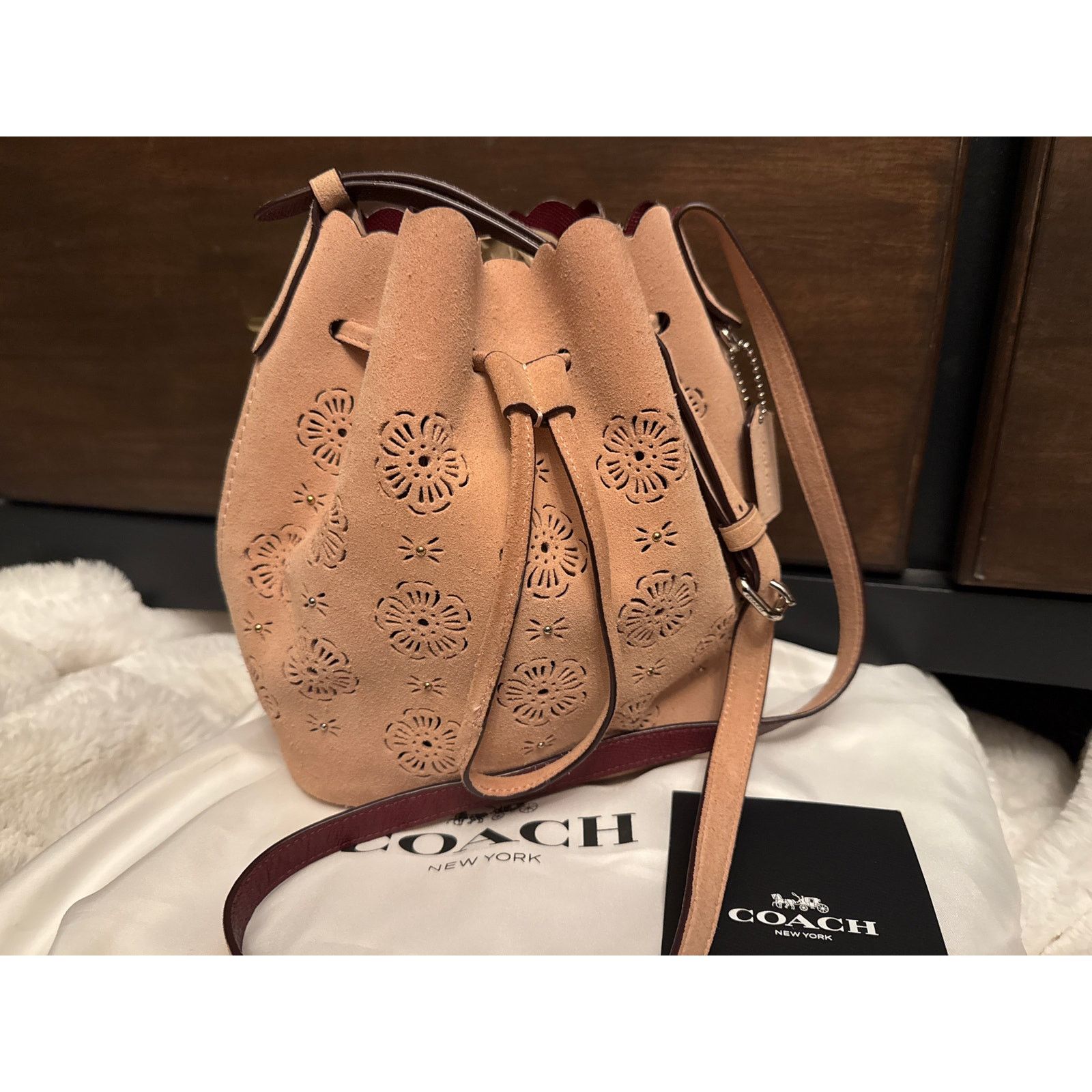 Coach Y2K Tea Rose Coach Suede Bucket Mini Bag Blush Size ONE SIZE - 2 Thumbnail