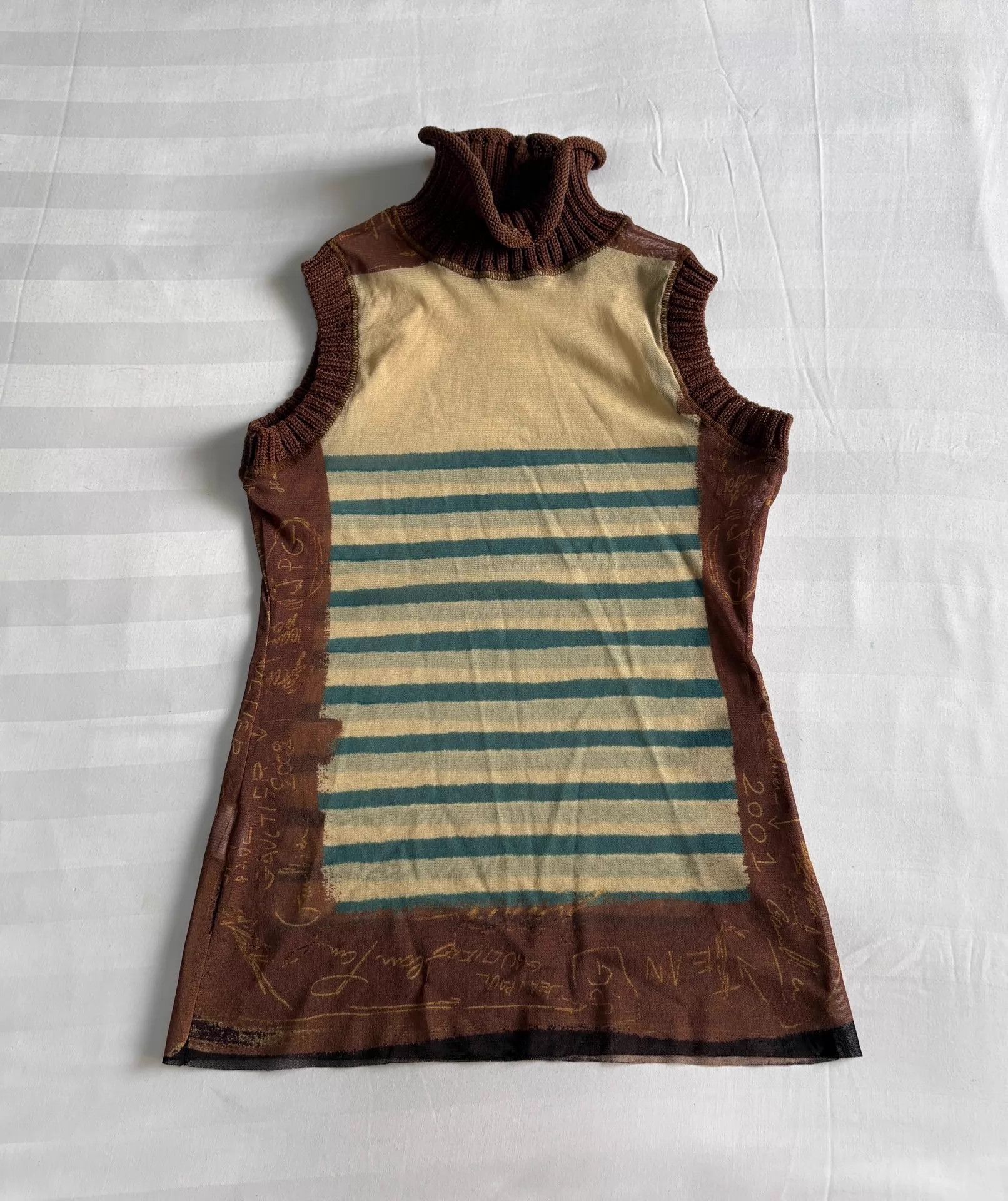 Jean Paul Gaultier JPG vintage knit mesh panel vest 2001 graffiti Size S / US 4 / IT 40 - 1 Thumbnail