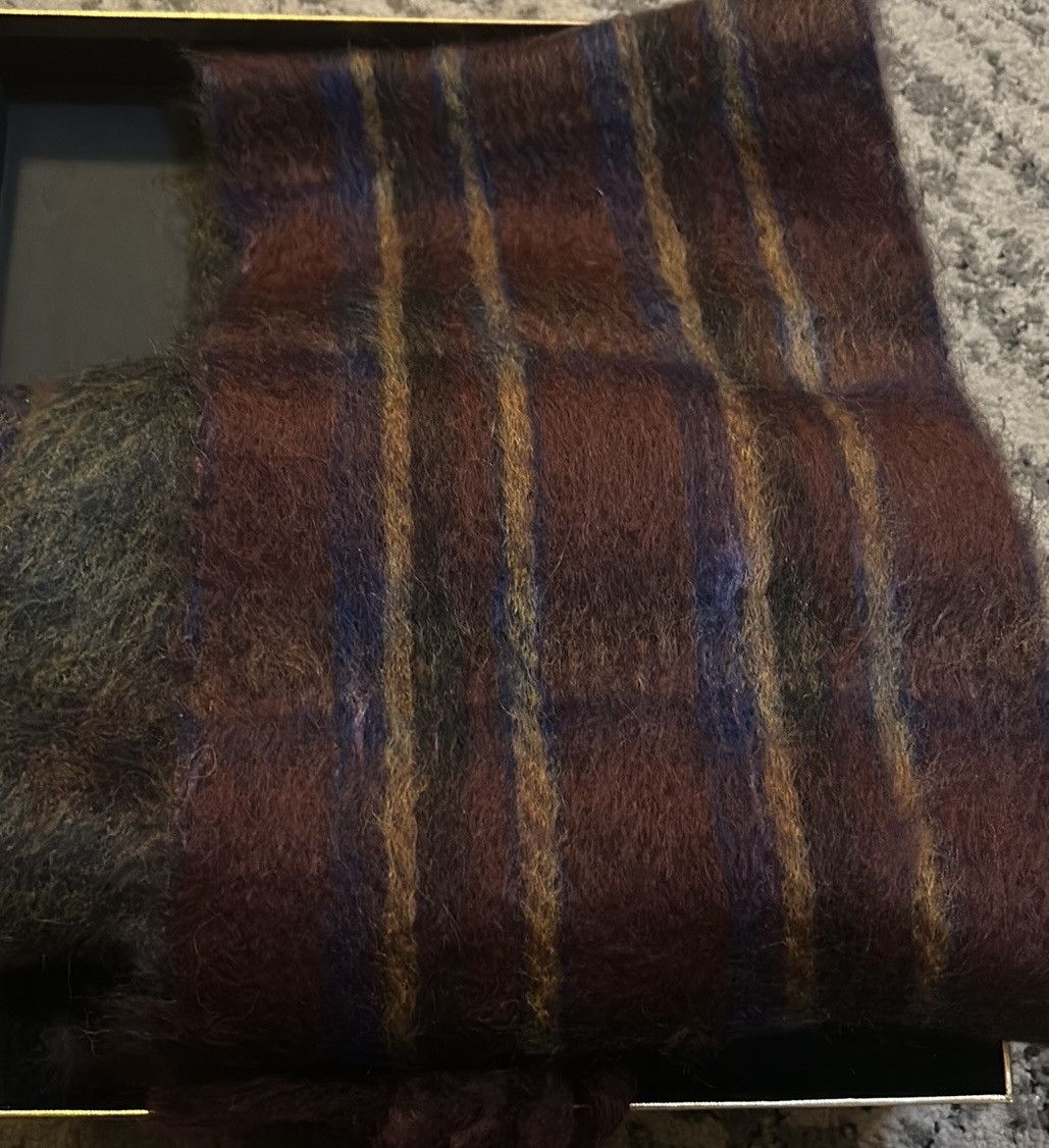Saint Laurent Paris Saint Laurent Tartan Knit Fringed Scarf in Mohair Blend Size ONE SIZE - 4 Thumbnail