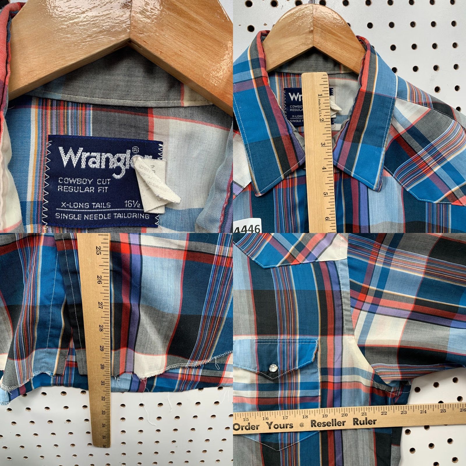 Wrangler VINTAGE Wrangler Snap Western Shirt Mens Large Blue Cowboy Cut Distressed 23x32 Size US L / EU 52-54 / 3 - 8 Thumbnail