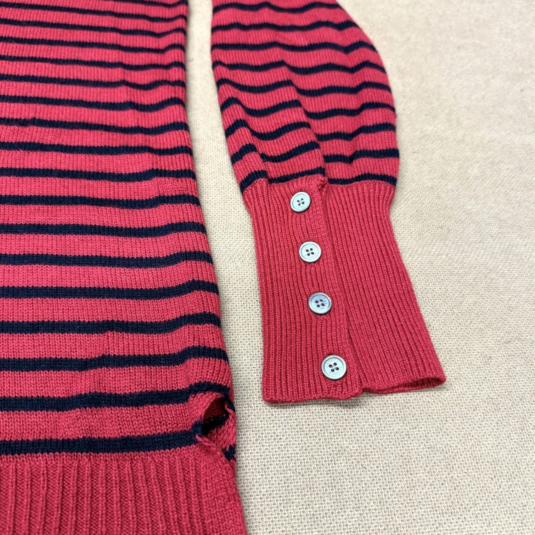 Ralph Lauren Lauren Ralph Lauren Sweater Womens Large Red Stripe Cowl Neck Button Cuff Knit Size L / US 10 / IT 46 - 3 Thumbnail