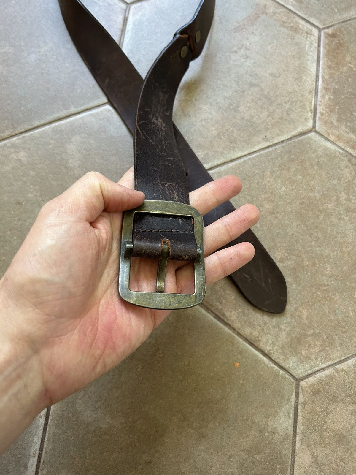 Japanese Brand VINTAGE LEATHER BELT AVANT-GARDE Size ONE SIZE - 4 Thumbnail