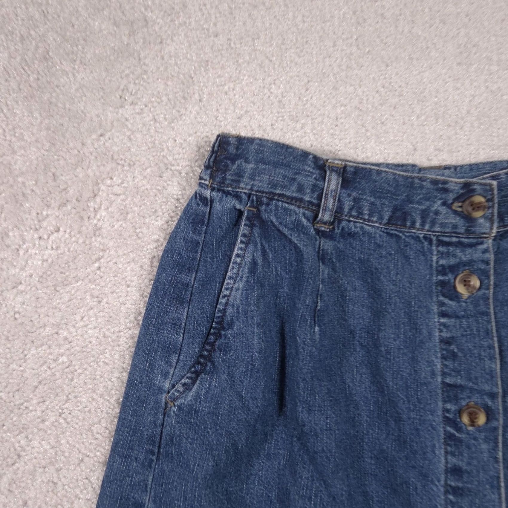 Denime VINTAGE? No. Cabin Creek Skirt Womens 12P Blue Denim Button Front Elastic Waist Midi Pockets Size 34" / US 12 / IT 48 - 4 Thumbnail