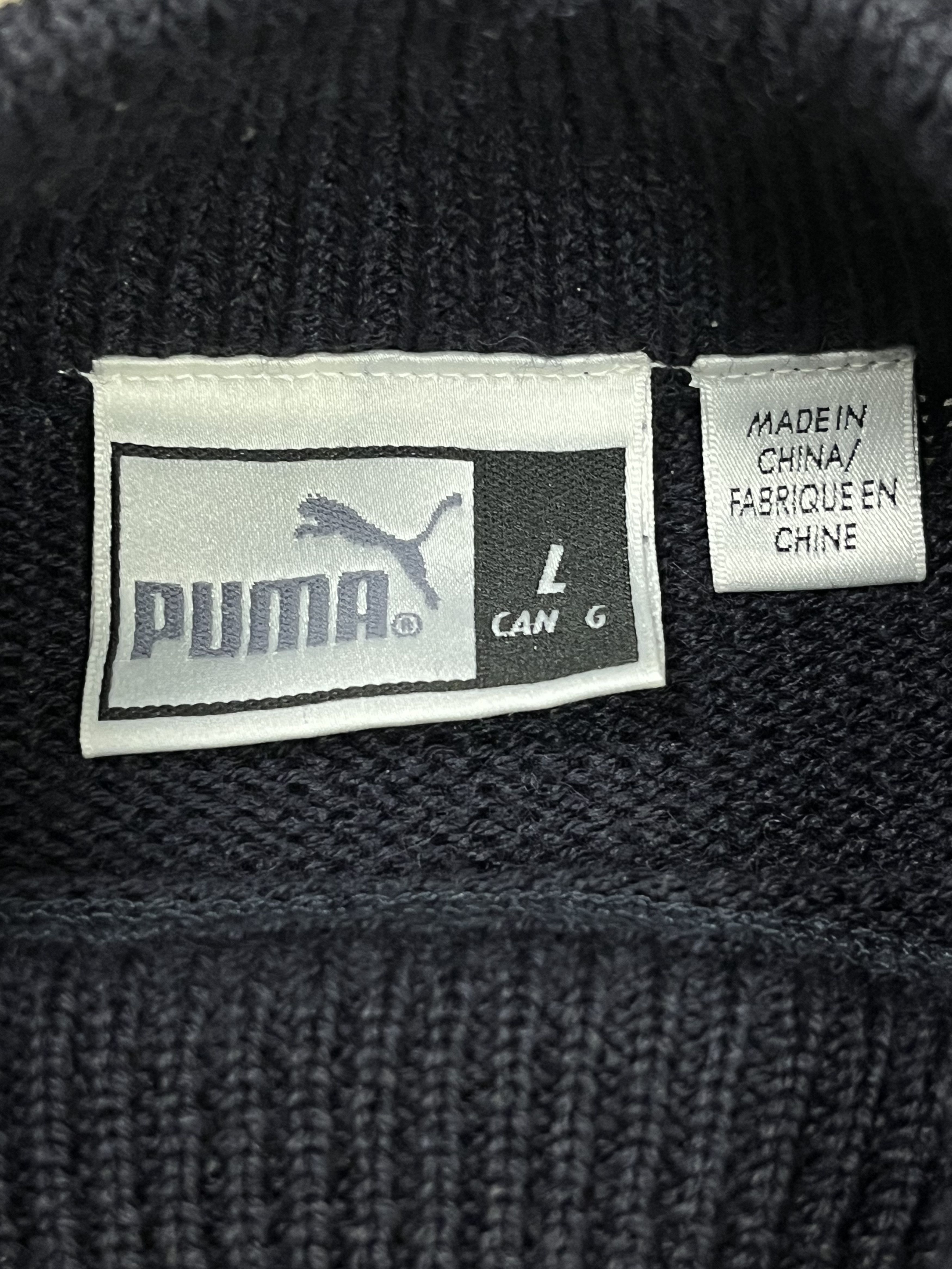 Puma Vintage 90s Puma Knit Wool Sweater Dark Blue Size US L / EU 52-54 / 3 - 5 Thumbnail