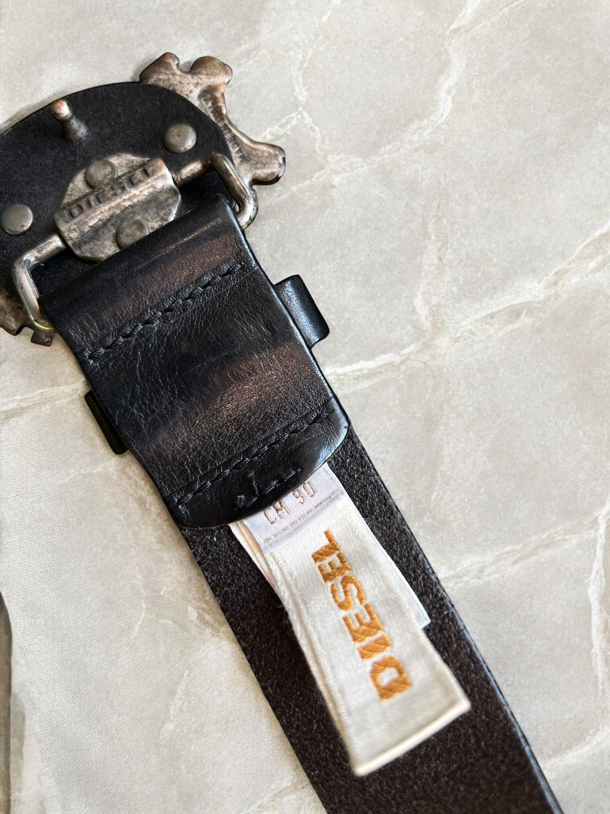 Diesel × Leather × Vintage DIESEL MOTOR SKULL METAL BELT Vintage LEATHER avant garde Size ONE SIZE - 7 Thumbnail