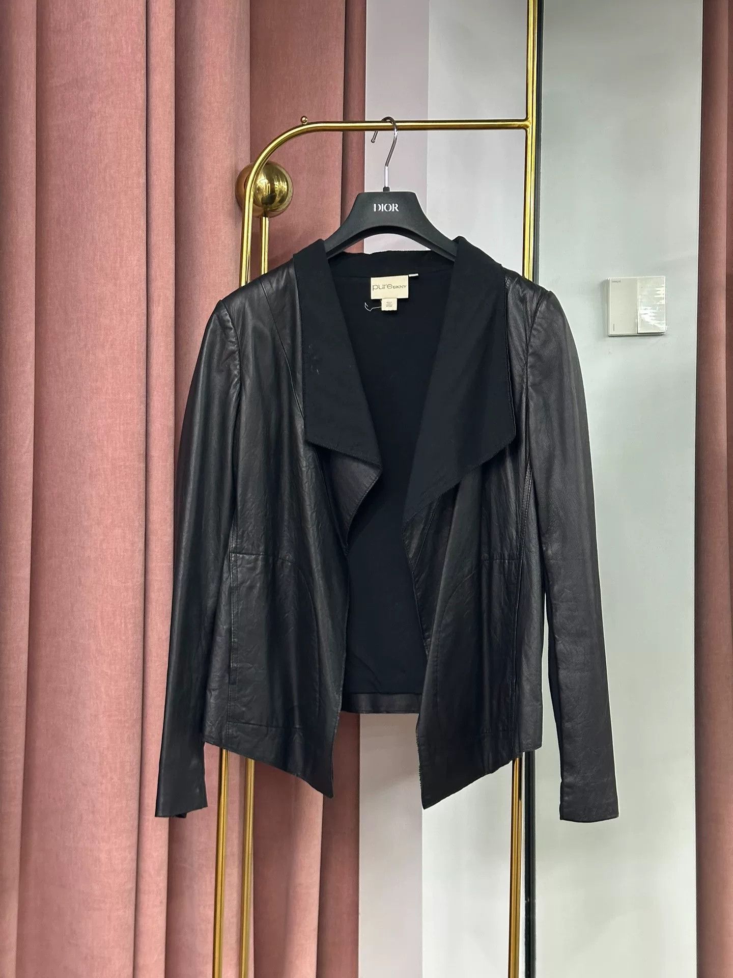 DKNY DKNY Black Designed Leather Jacket Size S / US 4 / IT 40 - 1 Thumbnail