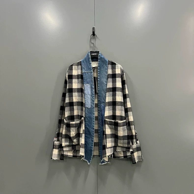 Greg Lauren greg lauren size 3 Plaid patchwork denim shirt 2505-Nextarr Size US L / EU 52-54 / 3 - 1 Thumbnail