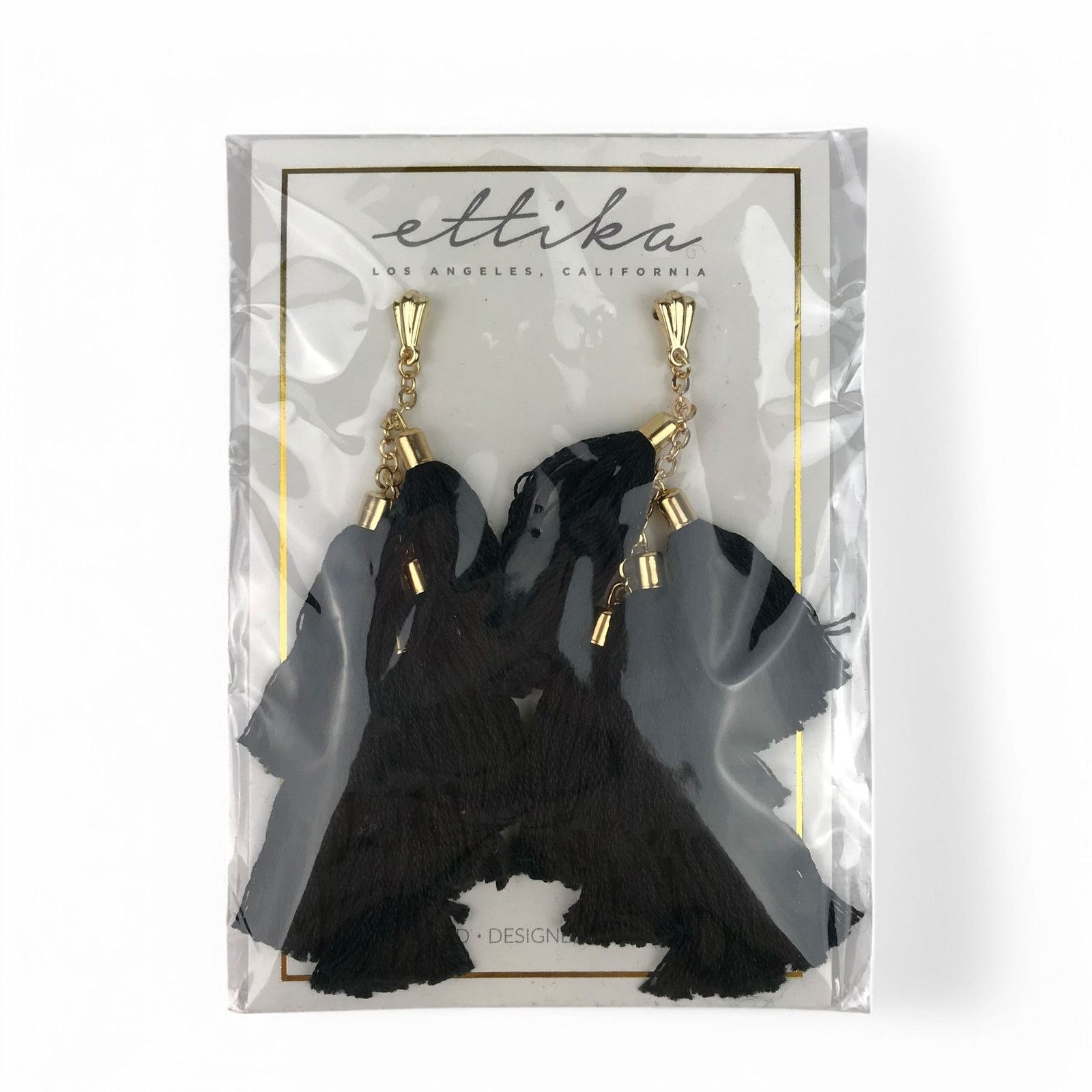 Other Ettika Daydreamer Earrings Black Gold Thread Tassel Dangle Size ONE SIZE - 2 Thumbnail