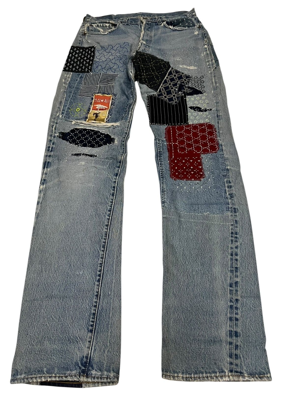 Levi's Reconstruc💥Vintage 70’Levis 501 Rindem Selvedge Sashiko Boro Size US 32 / EU 48 - 1 Thumbnail