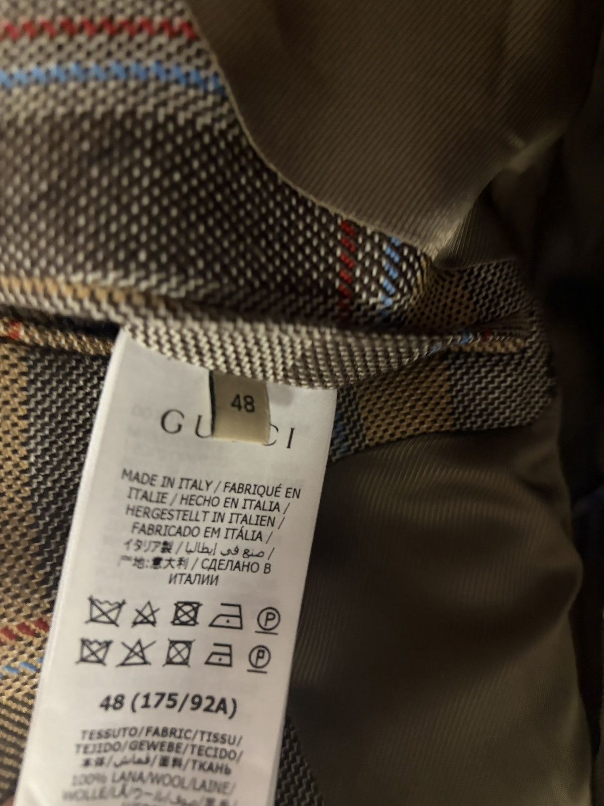 Gucci Gucci GG Plaid Double-Breasted Wool Blazer (Michele Era) Size 38R - 5 Thumbnail