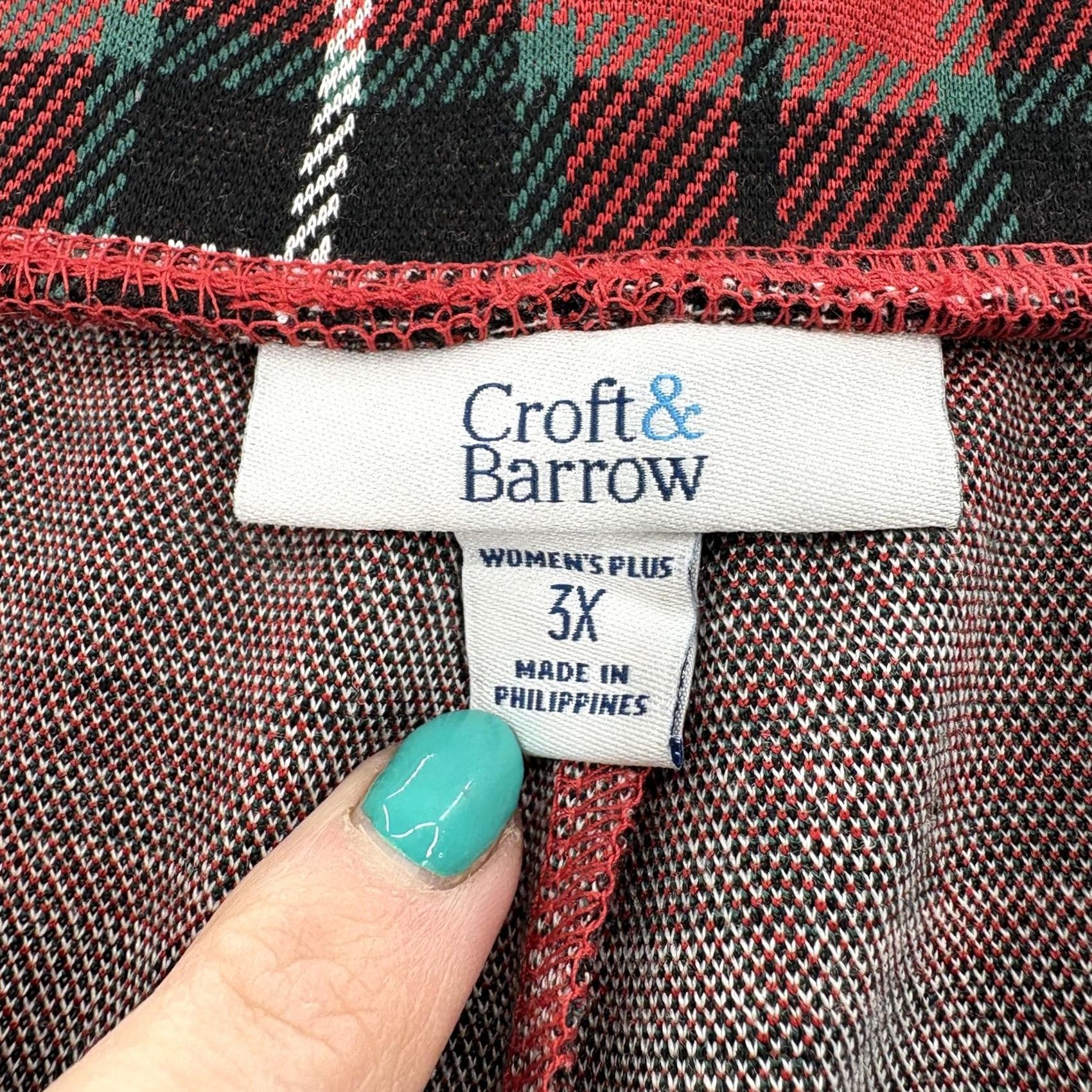 Croft & Barrow Croft & Barrow Skirt Womens 3X Red Plaid Knit Stretch Pull On Knee Pencil Winter Size 40" / US 18 - 5 Thumbnail