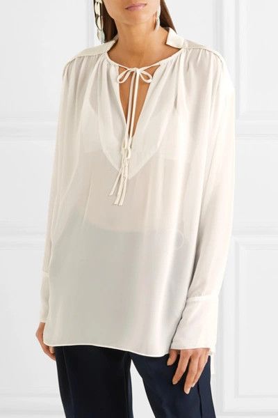 By Malene Birger BY MALENE BIRGER Bolivian Ruched Chiffon Blouse Top Tunic Size M / US 6-8 / IT 42-44 - 4 Thumbnail