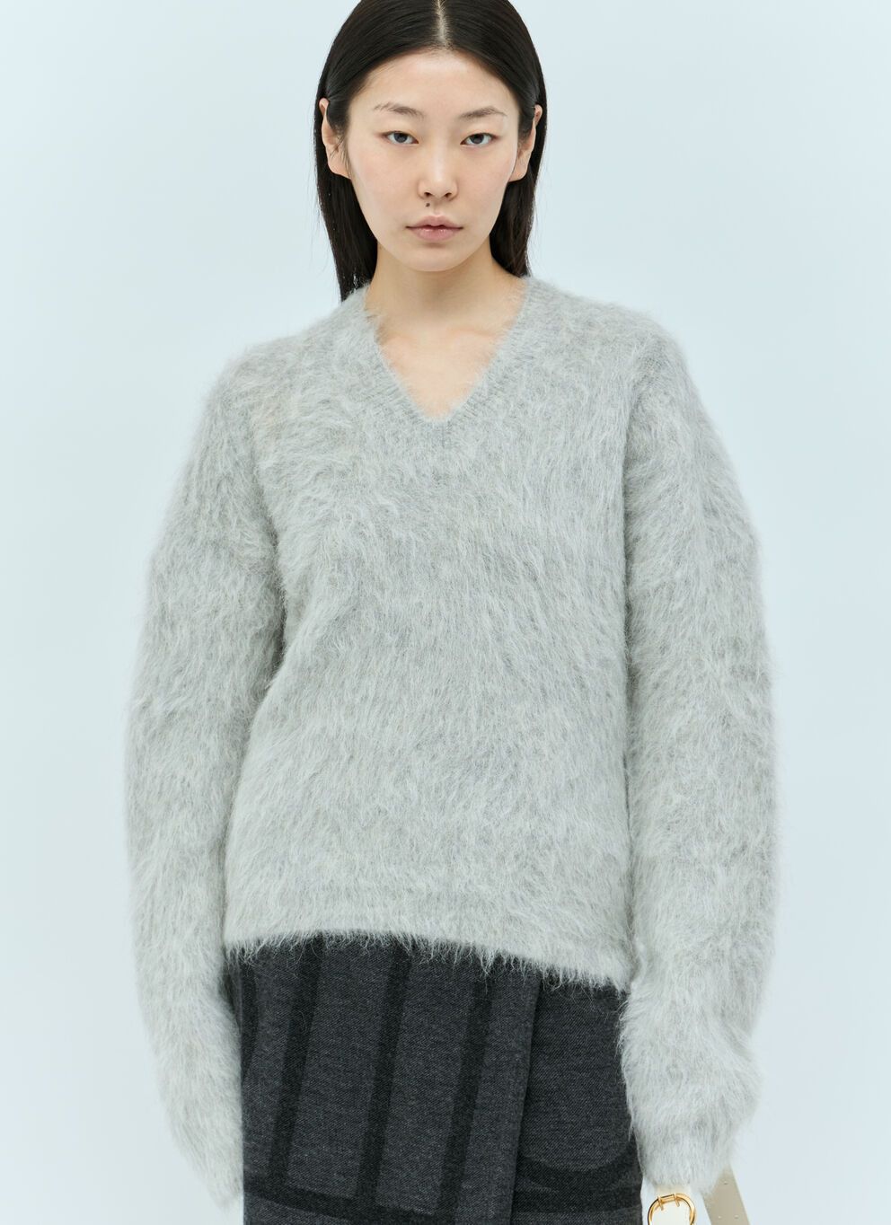 image of Toteme Petite Alpaca-Blend Knit Sweater in Grey, Women's (Size XS)