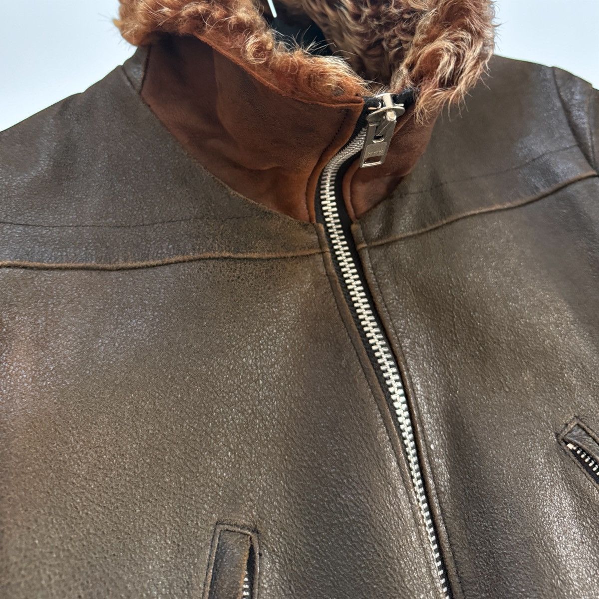 Le Grande Bleu (L.G.B.) LGB brown aviator style fur leather jacket Size US S / EU 44-46 / 1 - 5 Thumbnail