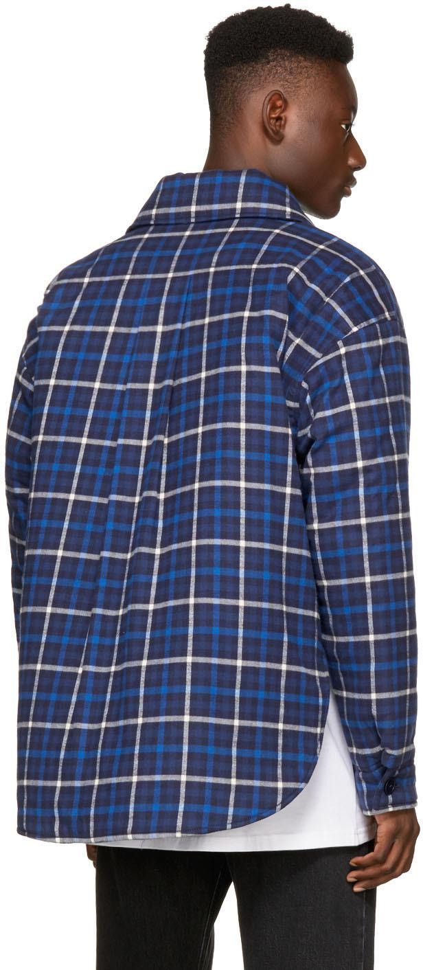 Balenciaga Padded Blue Plaid Overshirt Size US M / EU 48-50 / 2 - 10 Thumbnail