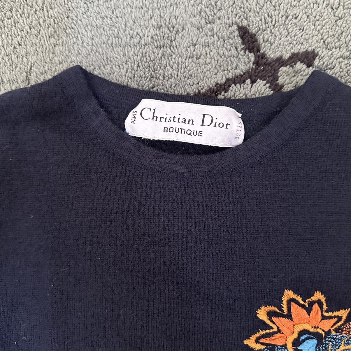 Dior × Gianfranco Ferre Christian Dior Fall 1993 by Ferre Knit Embroidered Dress Size M / US 6-8 / IT 42-44 - 3 Thumbnail