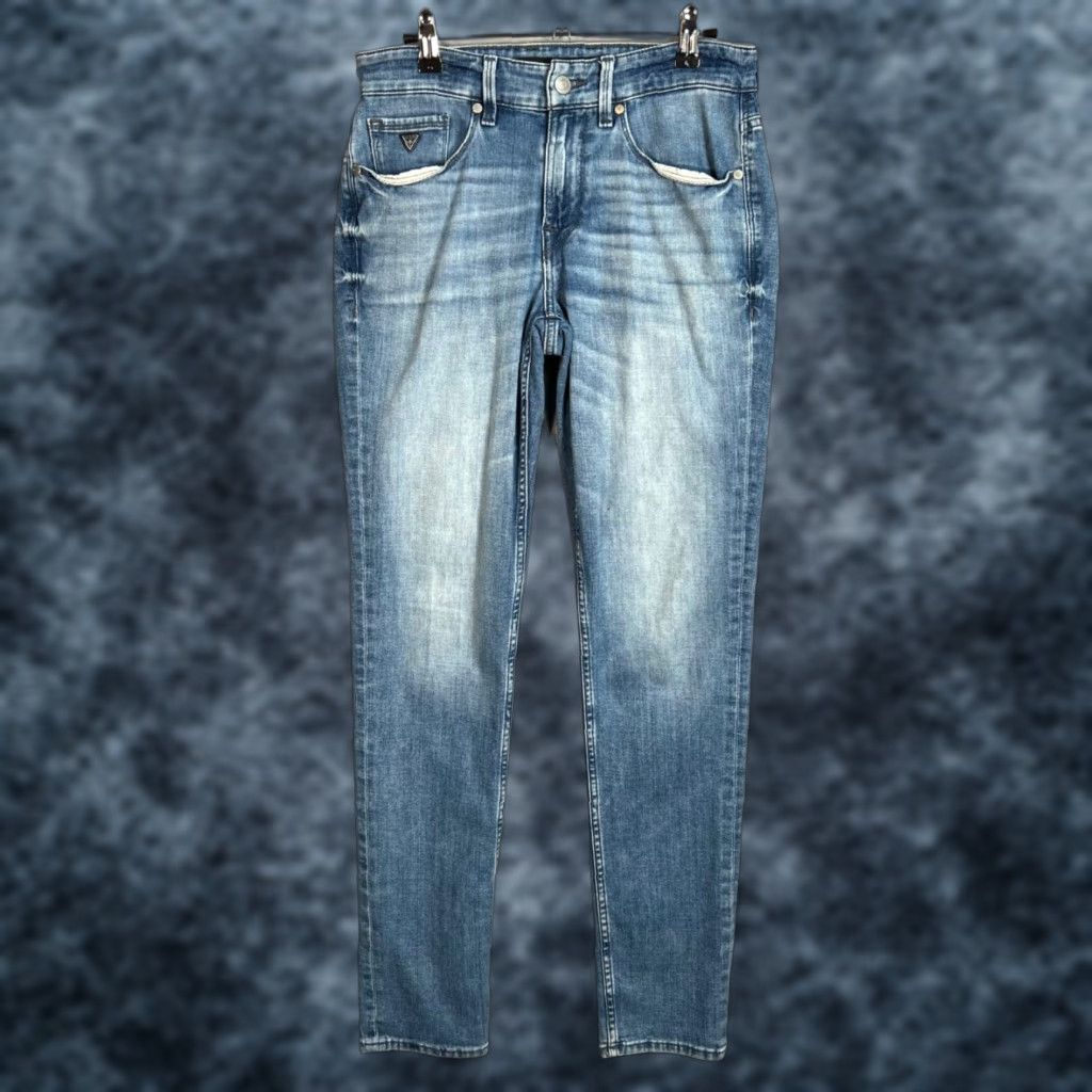 Guess GUESS Jeans Men Slim Tapered Denim Jeans Size 29 Blue Regular Inseam 32 Vintage/Used 8/10 Mens Size US 29 - 1 Thumbnail