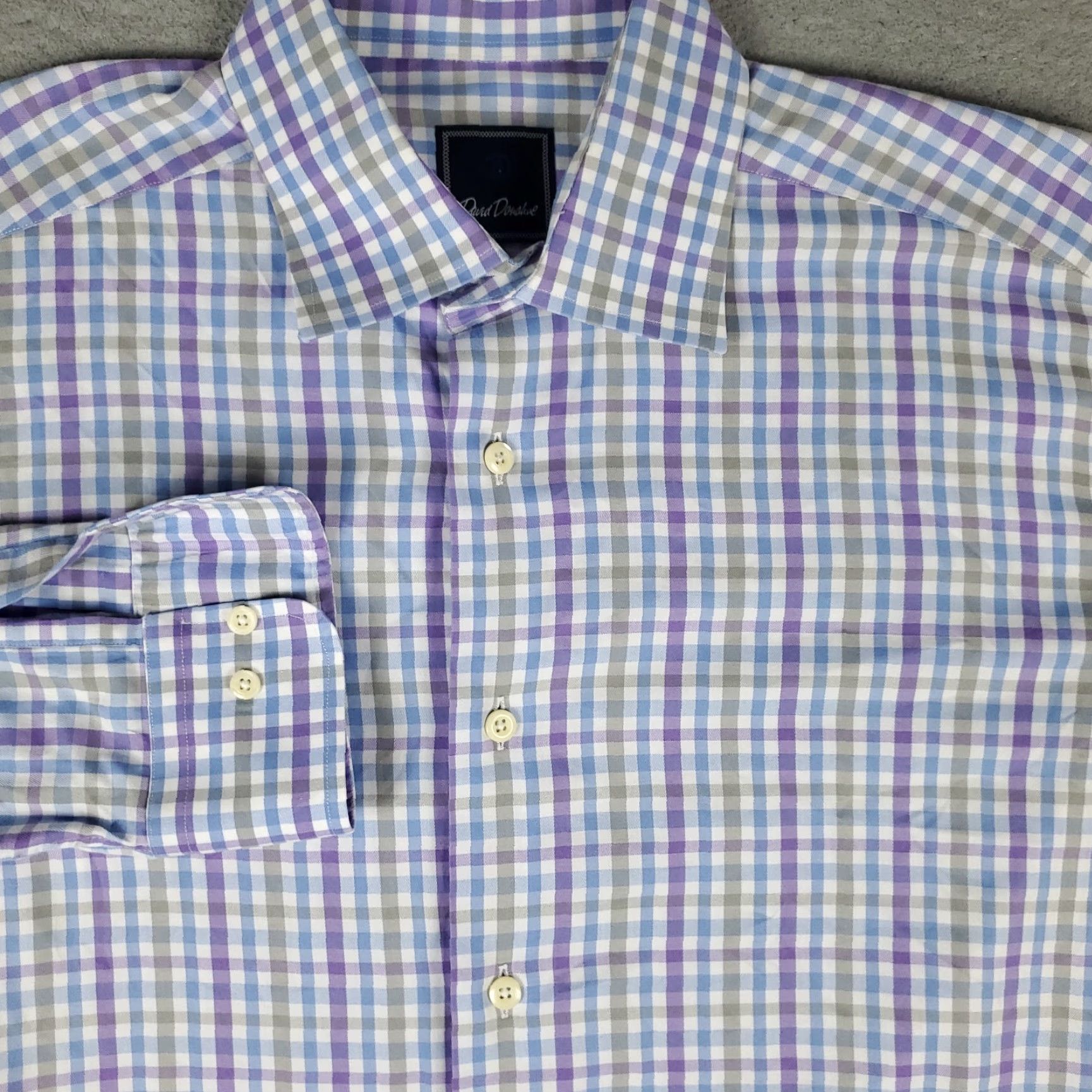 David Donahue David Donahue Shirt Mens Size 16 Blue Check Dress Button Up Long Sleeve Size 42R - 2 Thumbnail