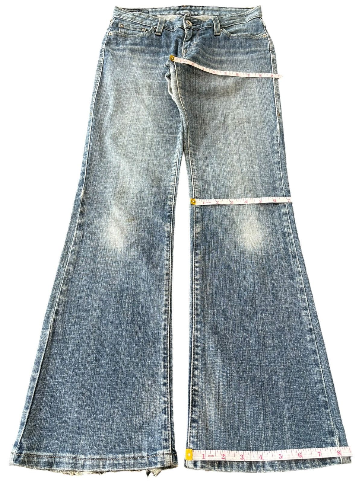 Levi's Vintage 90s Levis 553 Faded Wash Distressed Flare Jeans Size 28" / US 6 / IT 42 - 8 Thumbnail