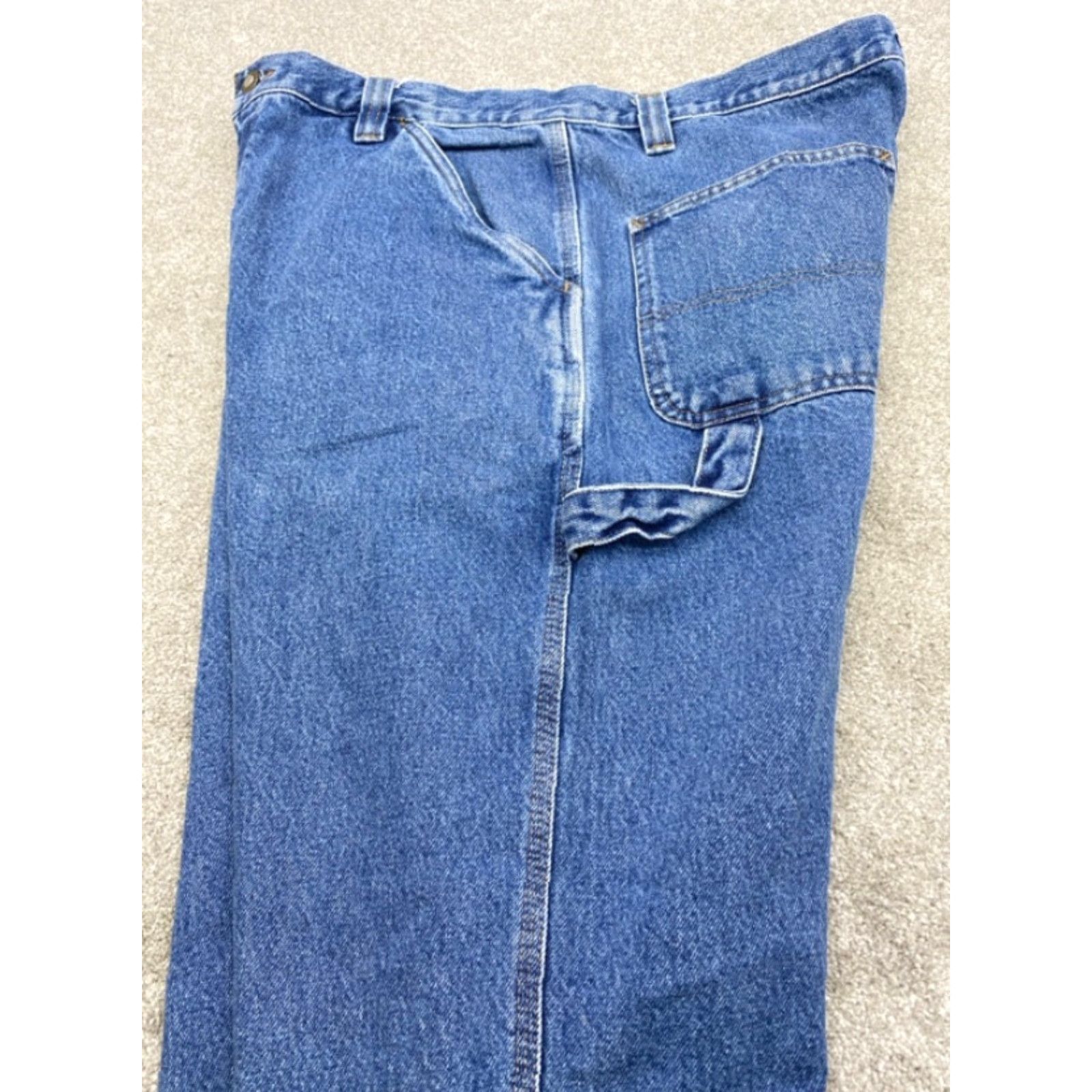 Jeep Jeep Jeans Men's 36x34 Blue Denim Relaxed Fit Straight Leg HT Carpenter Jeans - 5-Pocket Design, Regular, 36x34, Cotton Denim, Denim, Jeep, Men Size US 36 / EU 52 - 5 Thumbnail