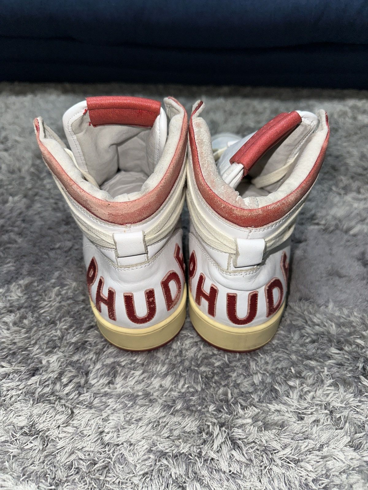 Rhude Rhude White/Red leather BBall Hi Top Sneaker Size US 11 / EU 44 - 4 Thumbnail