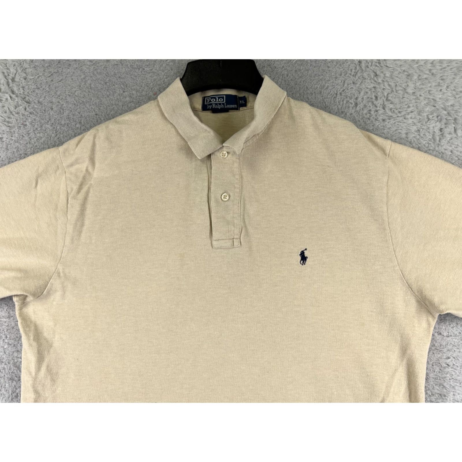 Ralph Lauren VINTAGE Ralph Lauren Polo Shirt Men XL Yellow 100% Cotton Knit Polo Short Sleeve Golf Ribbed Knit Logo Embroidered Classic Fit Baton? Size US XL / EU 56 / 4 - 4 Thumbnail