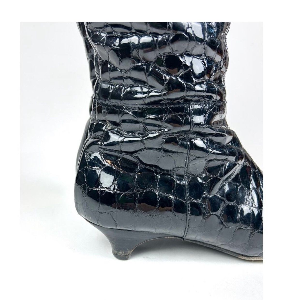 Miu Miu VINTAGE MIU MIU kitten heel croc patent boots Size US 9.5 / IT 39.5 - 6 Thumbnail