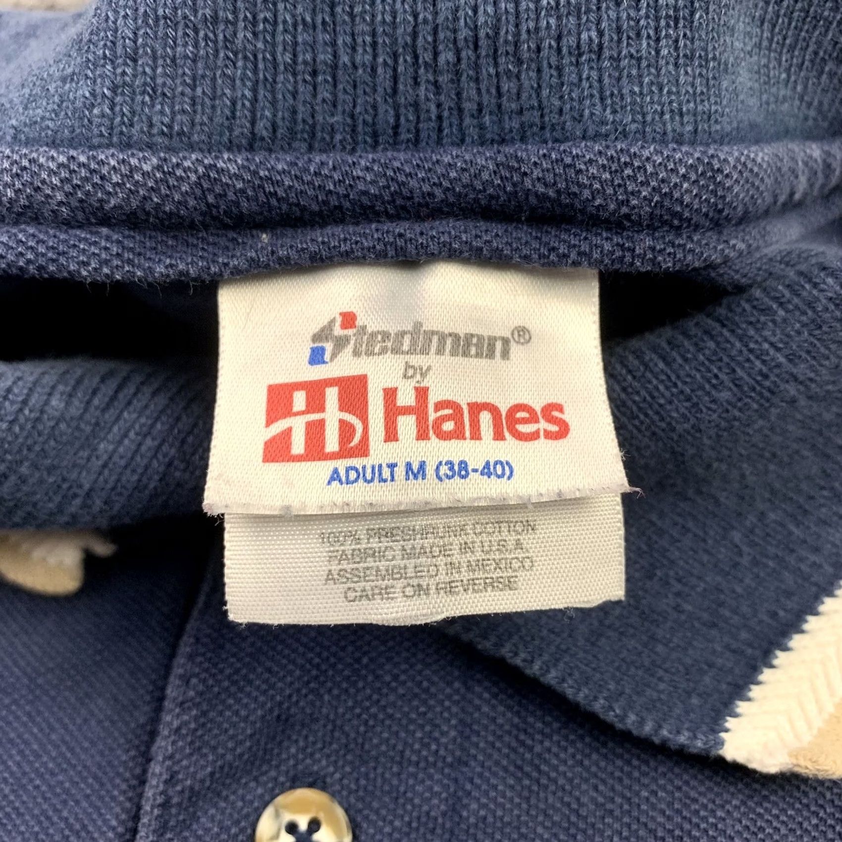 Hanes VINTAGE Hanes Stedman By Hanes Polo Shirt Striped Cuffs Short Sleeve Adult Medium Blue Men’s Polo Size US M / EU 48-50 / 2 - 2 Thumbnail