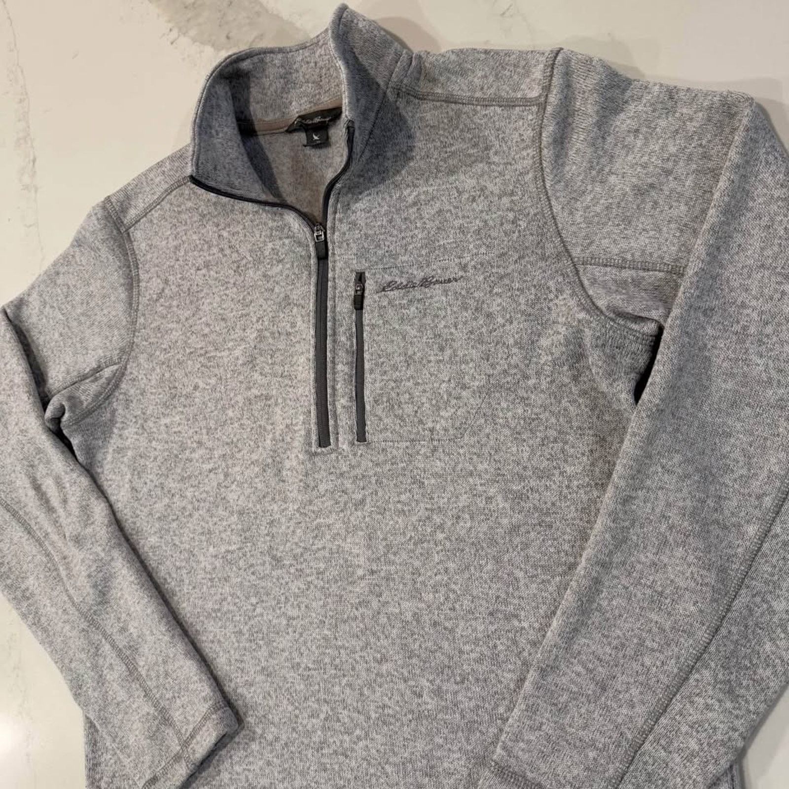 Eddie Bauer Eddie Bauer Fleece Quarter Zip MockNeck Sweater Gray Mens LT Size US L / EU 52-54 / 3 - 3 Thumbnail
