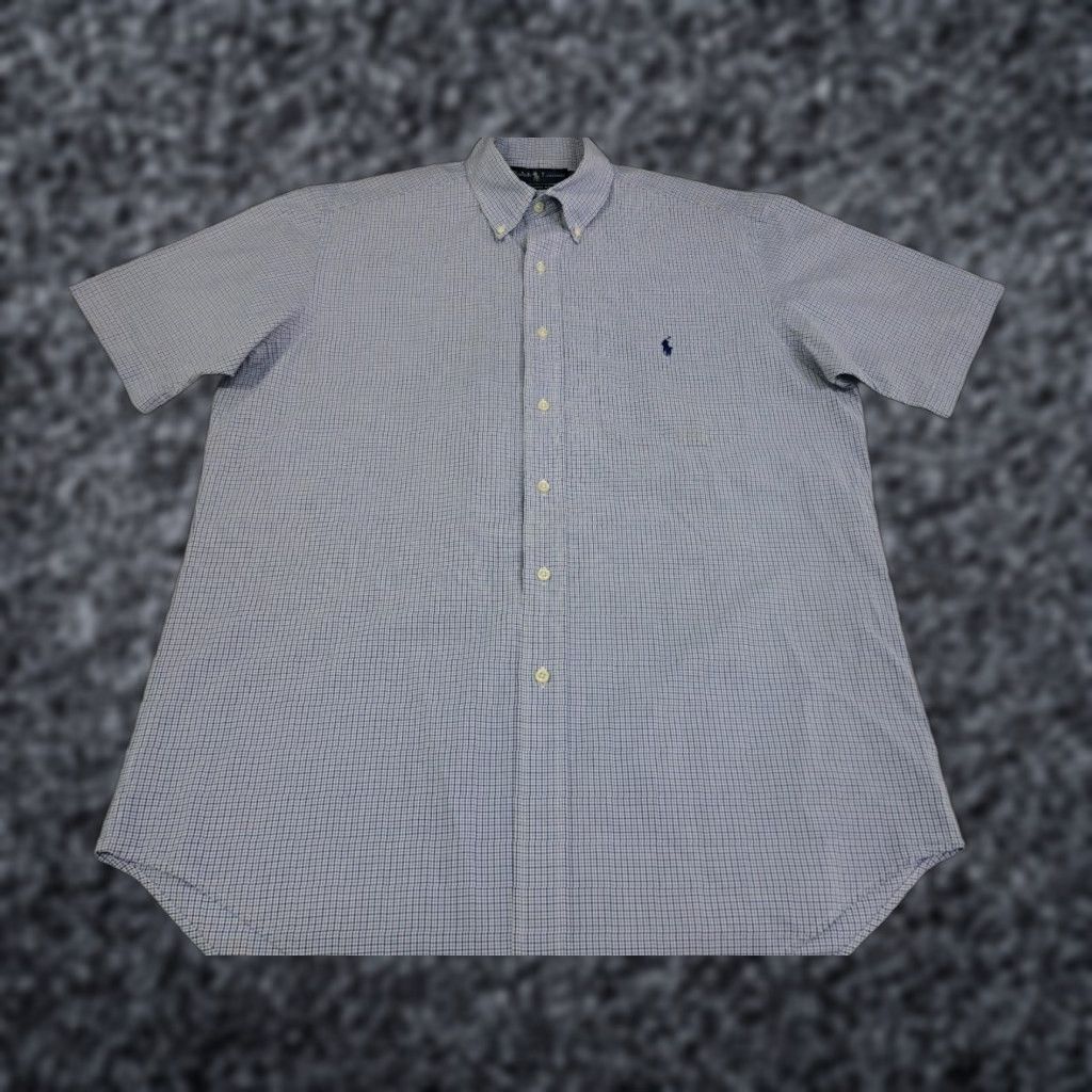 Ralph Lauren Ralph Lauren Mens Short Sleeve Button-Up Classic Blue Plaid Shirt M Size US M / EU 48-50 / 2 - 1 Thumbnail