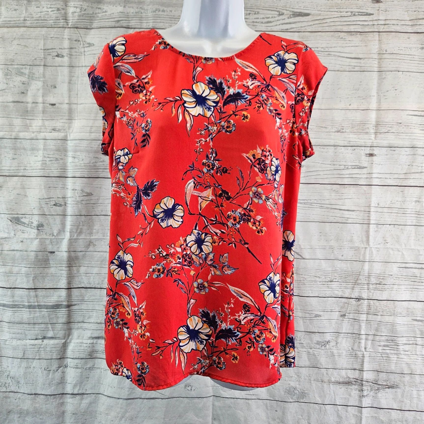 Pinko Daniel Rainn DR2 Womens Top Sz Small Pink Blue Floral Short Sleeve Blouse Womens Short Sleeve Pink Floral Small Size S / US 4 / IT 40 - 2 Thumbnail
