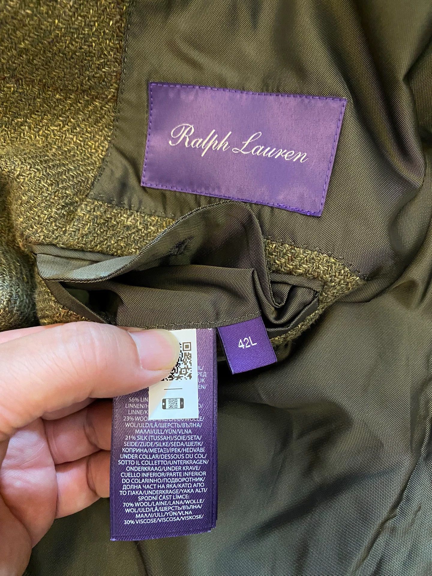 Ralph Lauren RL Purple Label Double-Breasted Green Hunting Jacket Size 42L - 7 Thumbnail