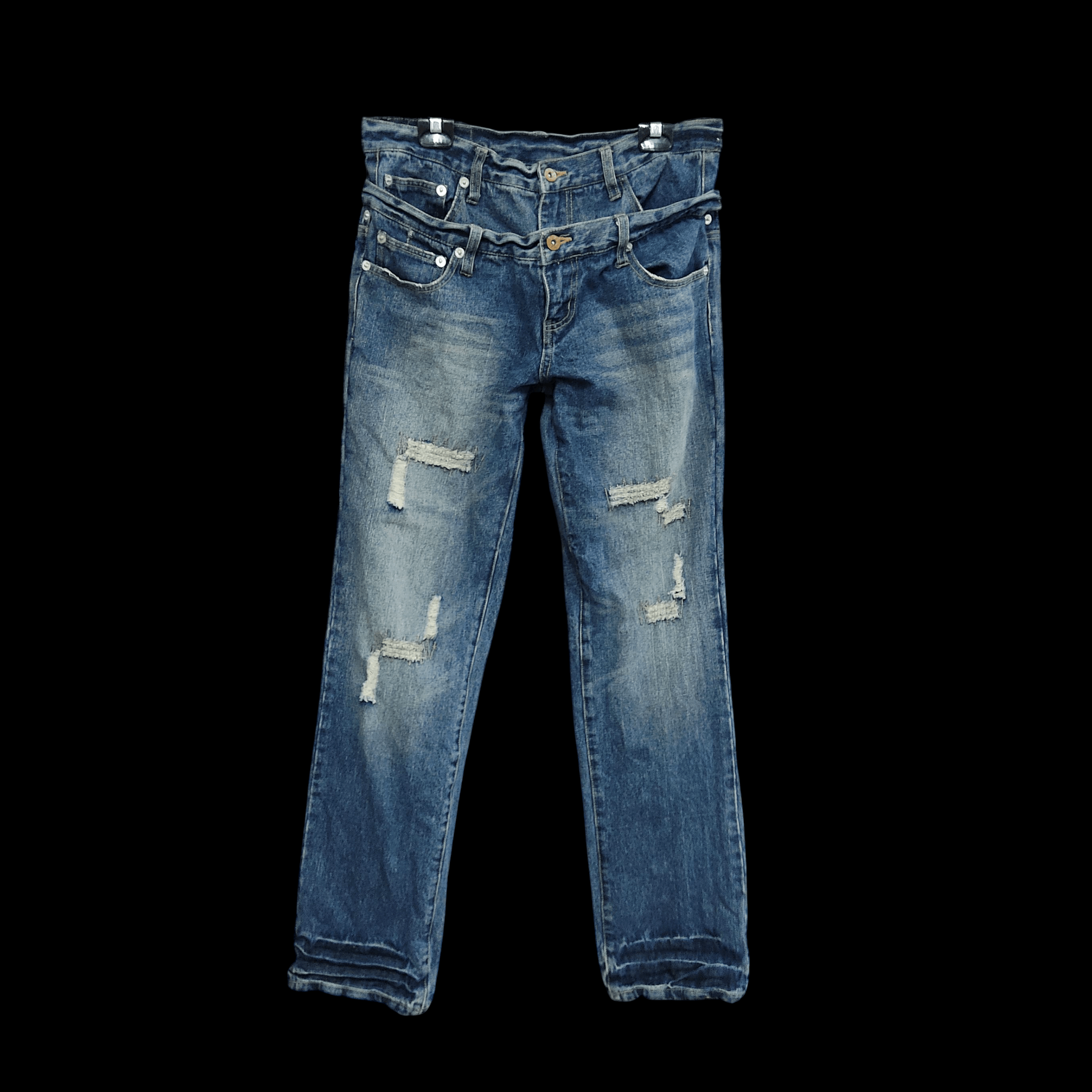 If Six Was Nine If6Was9 Zero San Double Waist Distressed Denim Pants Size US 32 / EU 48 - 1 Thumbnail