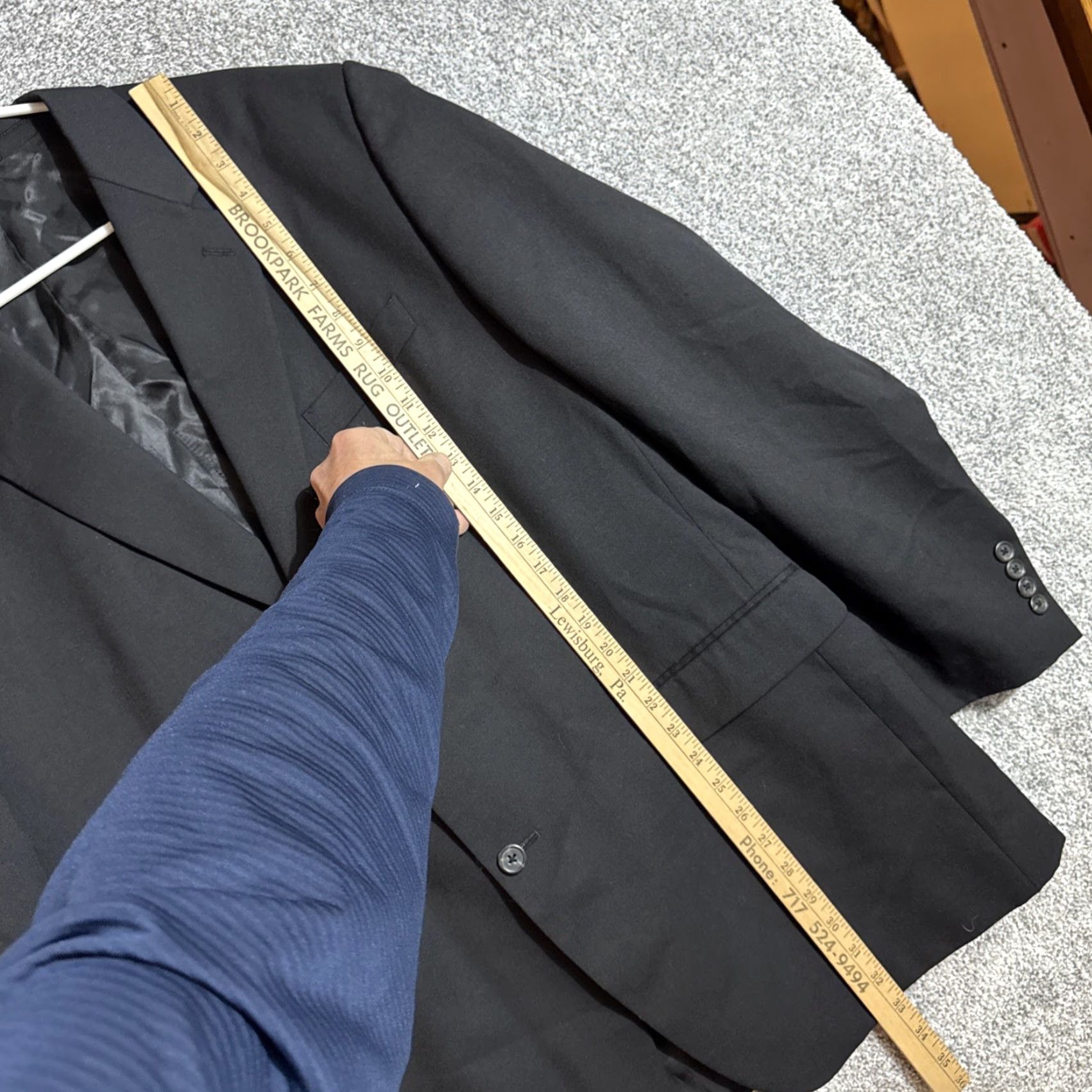 Chaps Chaps Blazer Mens 48L Wool Dark Academia Office Solid Notch Lapel Two-Button Single-Breasted Long JACKET Size 48R - 2 Thumbnail