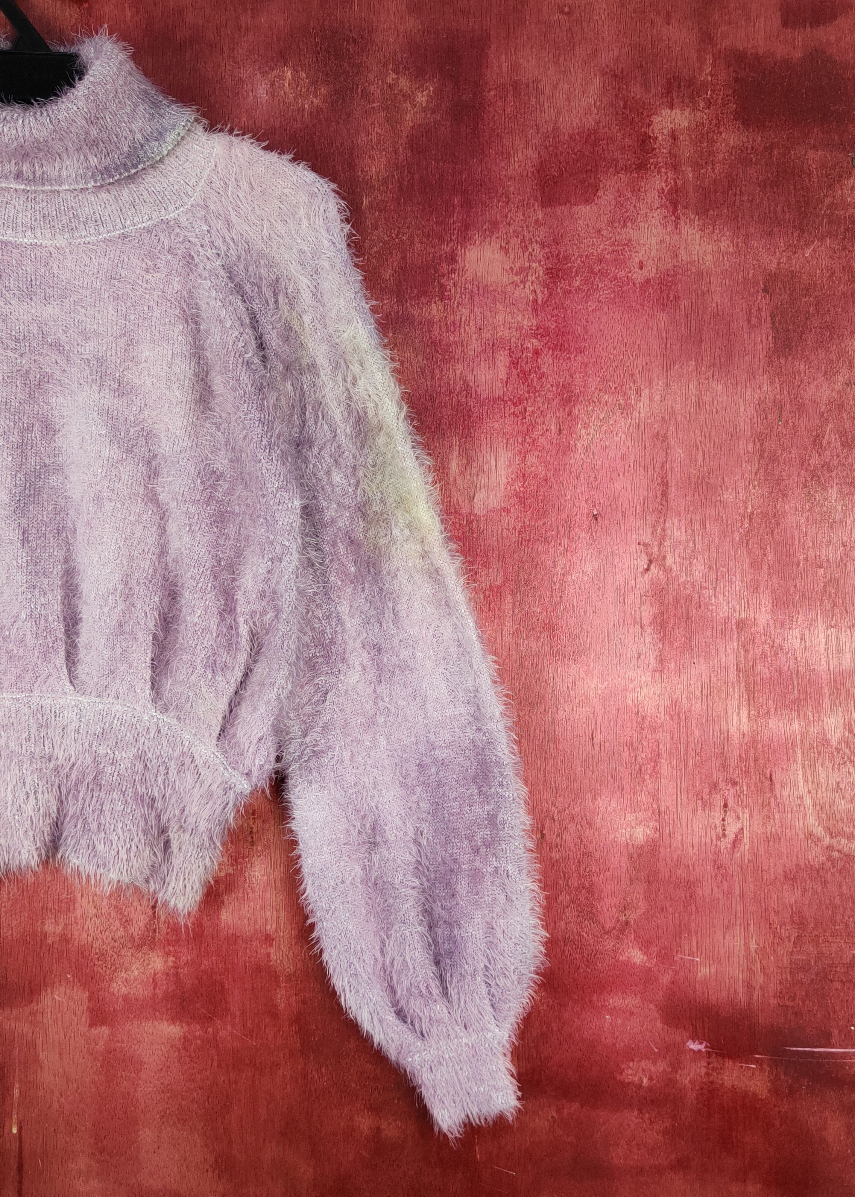 Homespun Knitwear Kobe Lettuce Purple faded Shaggy Fur Mohair Knitwear #S2278 Size S / US 4 / IT 40 - 5 Thumbnail