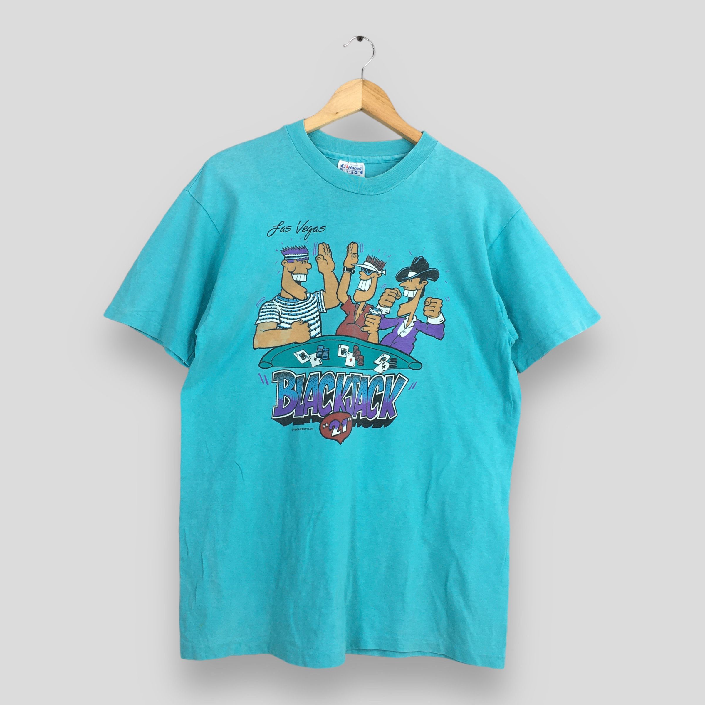 Vintage Vintage 90's Las Vegas Blackjack T shirt Large Size US L / EU 52-54 / 3 - 1 Thumbnail