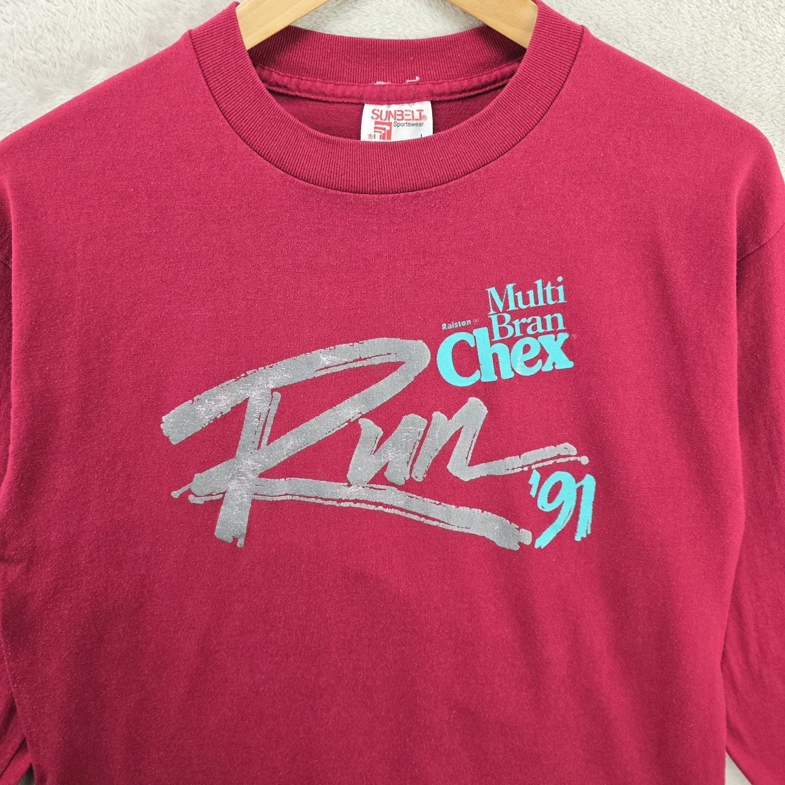 Other Vintage Multi Bran Chex Cereal Run 91 Promo Shirt Mens Large Size US L / EU 52-54 / 3 - 3 Thumbnail