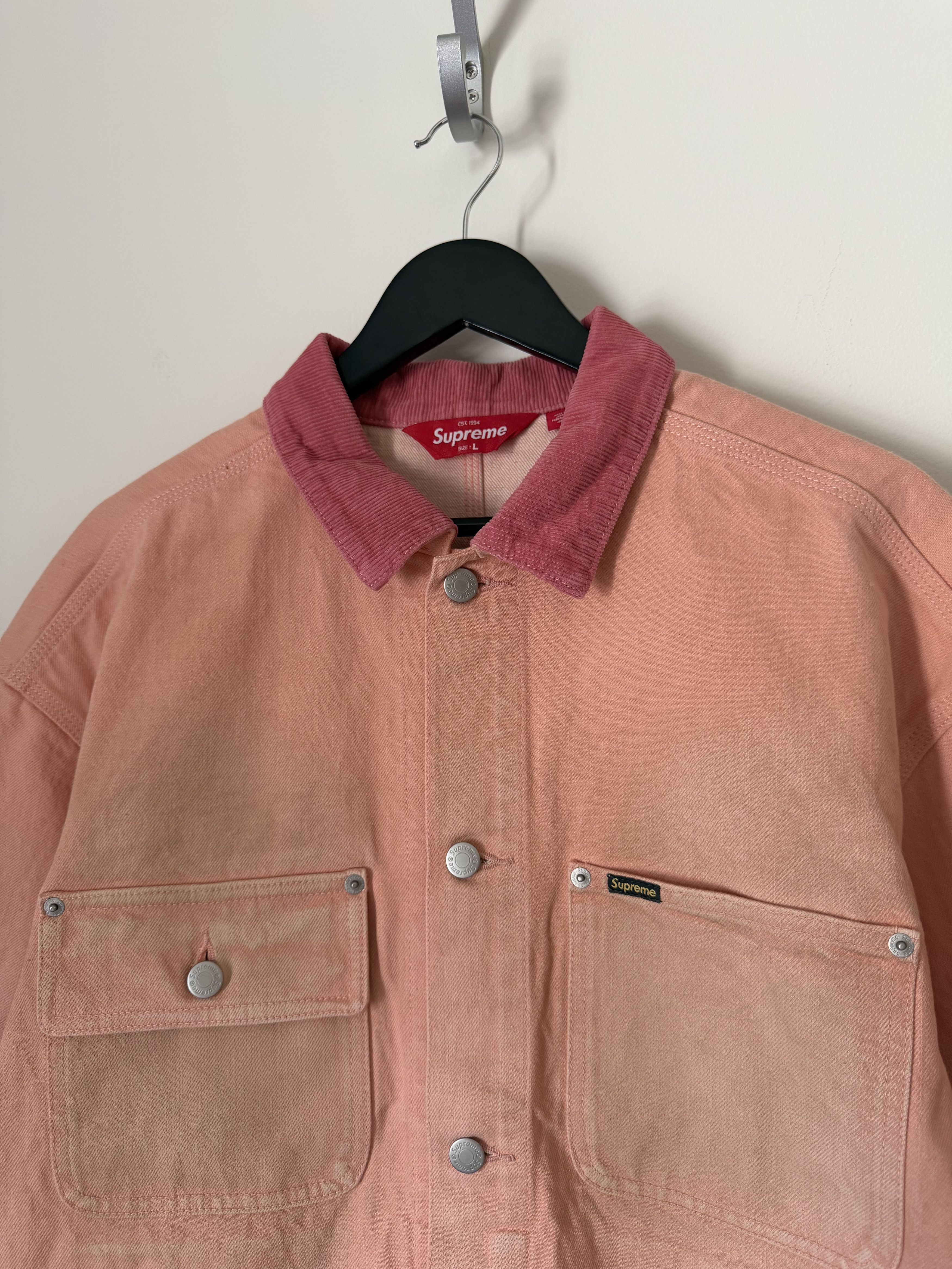 Supreme Supreme Distressed Selvedge Denim Trucker Jacket in Pink Size US L / EU 52-54 / 3 - 2 Thumbnail