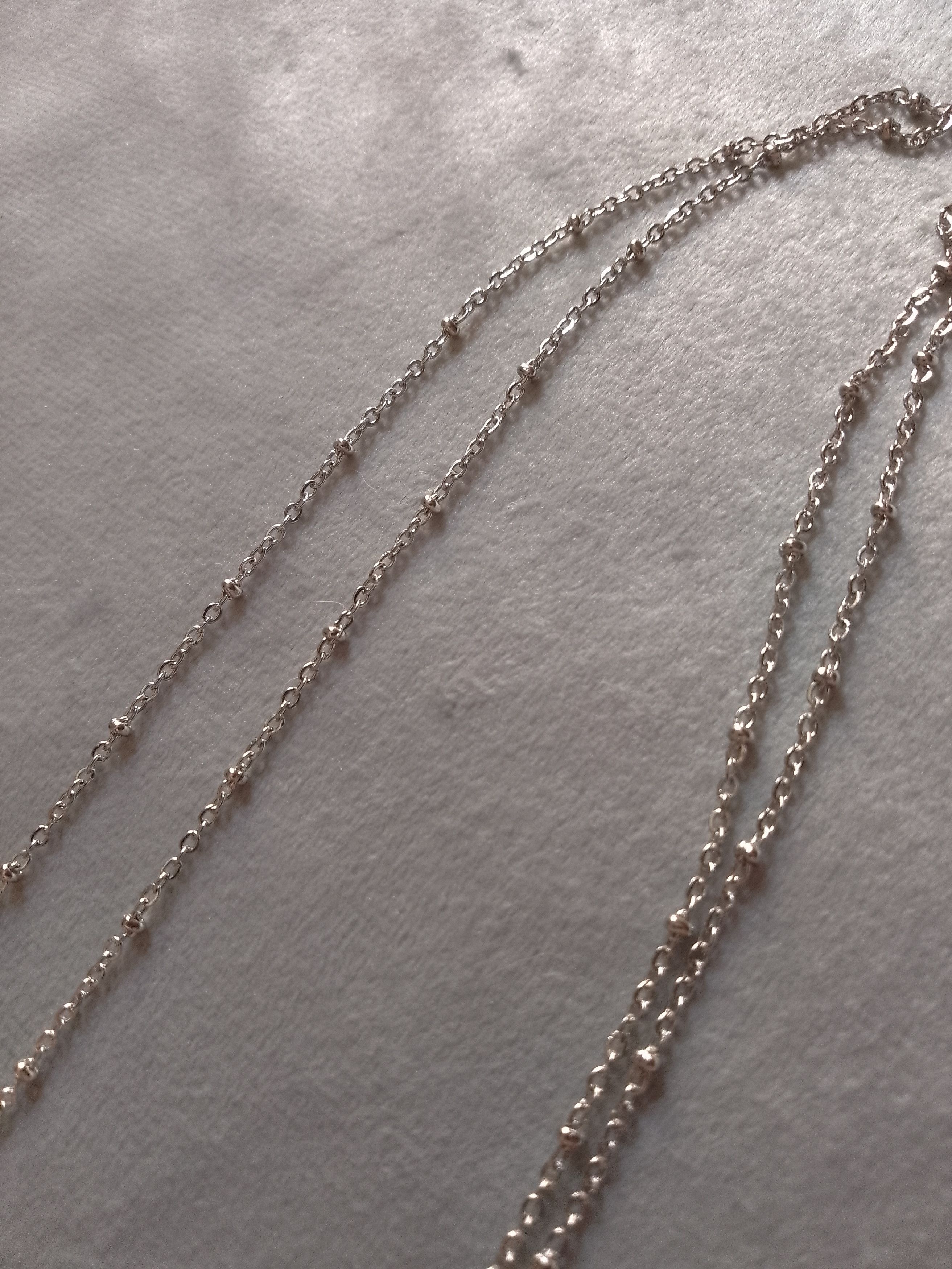 Handmade Long Necklace. Rhodium plated. Blue agate gemstones pendant Size ONE SIZE - 6 Thumbnail