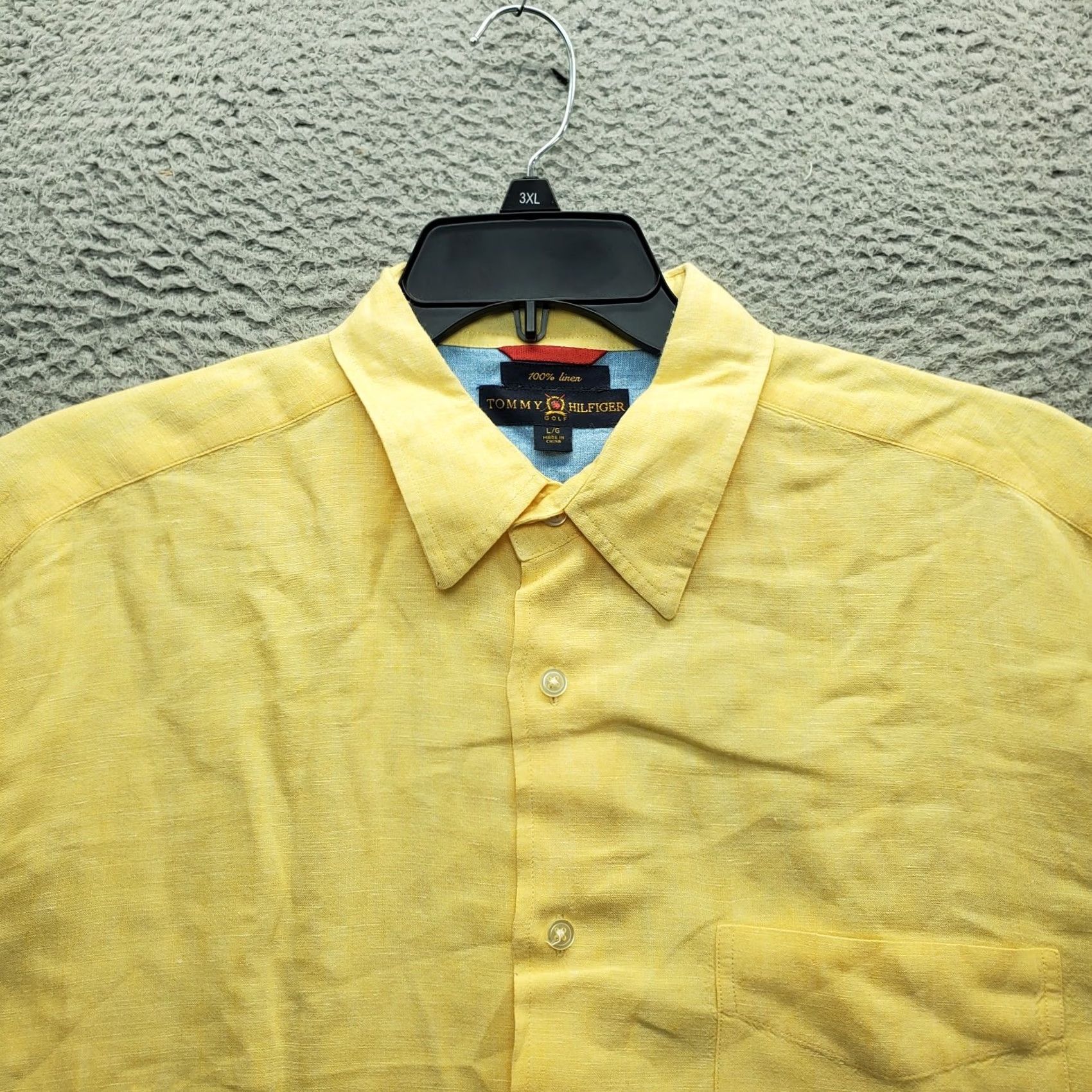 Tommy Hilfiger Tommy Hilfiger Golf Shirt Mens Large Yellow Linen Pinehurst Collared Button-Up Size US L / EU 52-54 / 3 - 6 Thumbnail