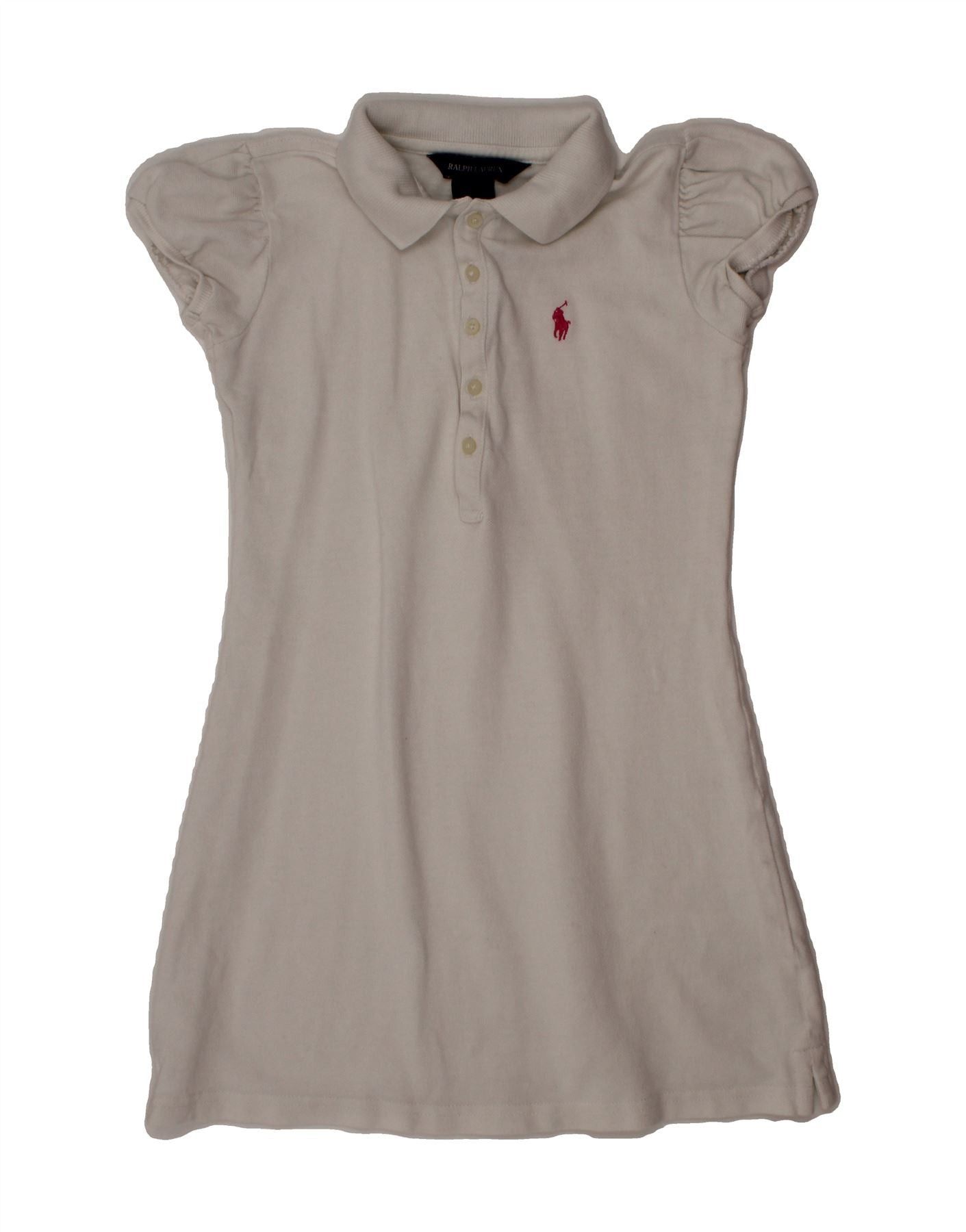 Ralph Lauren Girls Polo Dress 6-7 Years Small White Cotton Size XS / US 0-2 / IT 36-38 - 1 Thumbnail