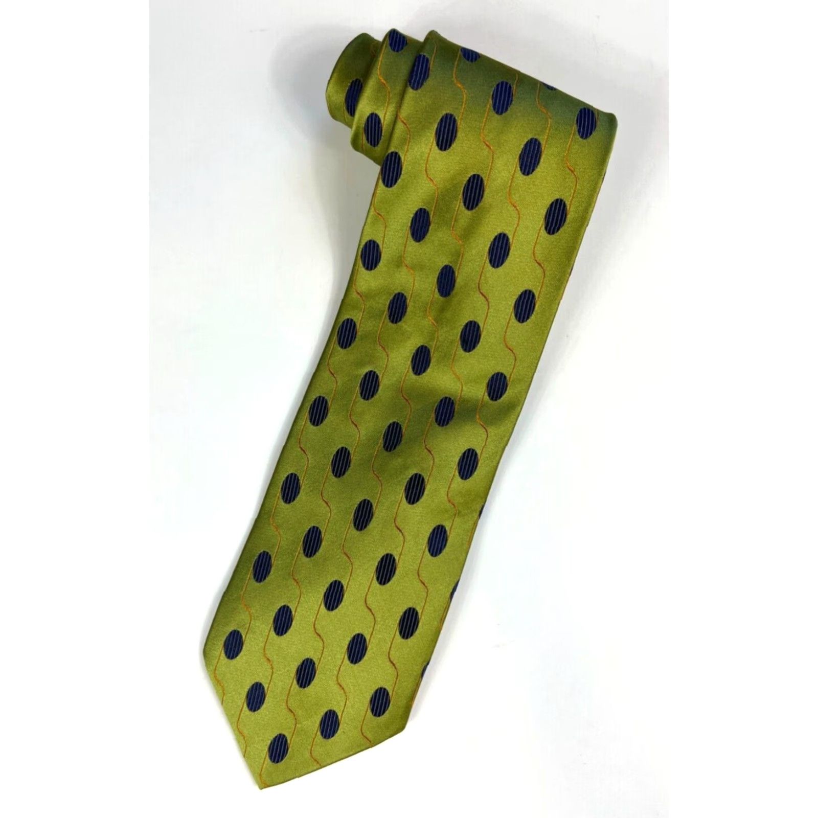Ermenegildo Zegna VINTAGE Ermenegildo Zegna Tie Geometric Mens Silk Made in Italy Green 57.75" 3.75" Wide Adult Men’s Designer Pattern Geometric 100% Silk Italy Size ONE SIZE - 2 Thumbnail