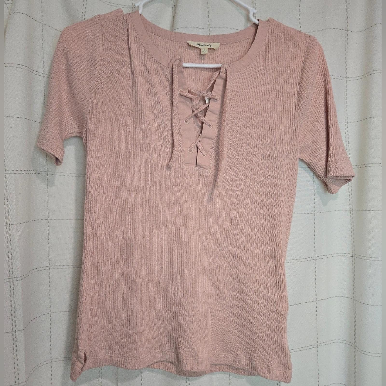 Madewell Madewell Ribbed Lace-Up Short-Sleeve Tee Size S / US 4 / IT 40 - 4 Thumbnail