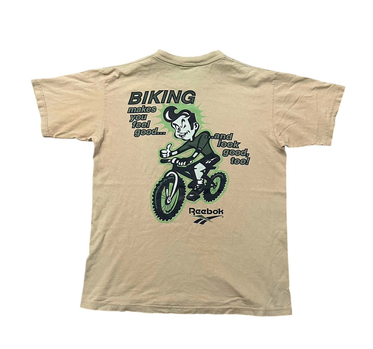 Reebok Vintage 90s Reebok Biking backhit tshirt Size US L / EU 52-54 / 3 - 1 Thumbnail