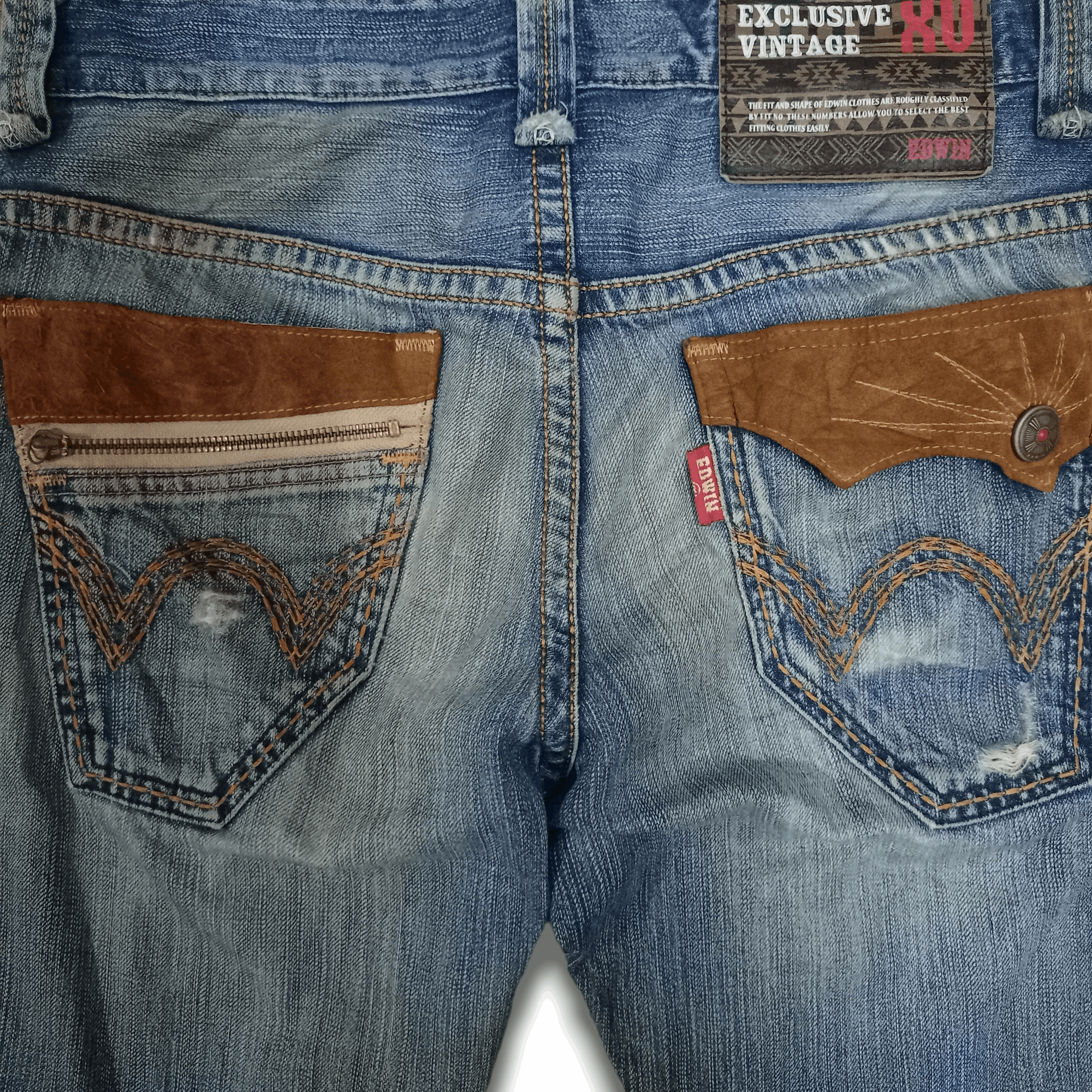 Edwin Exclusive Vintage Edwin XV Mud Wash Patchwork Loose Jeans Size US 32 / EU 48 - 7 Thumbnail