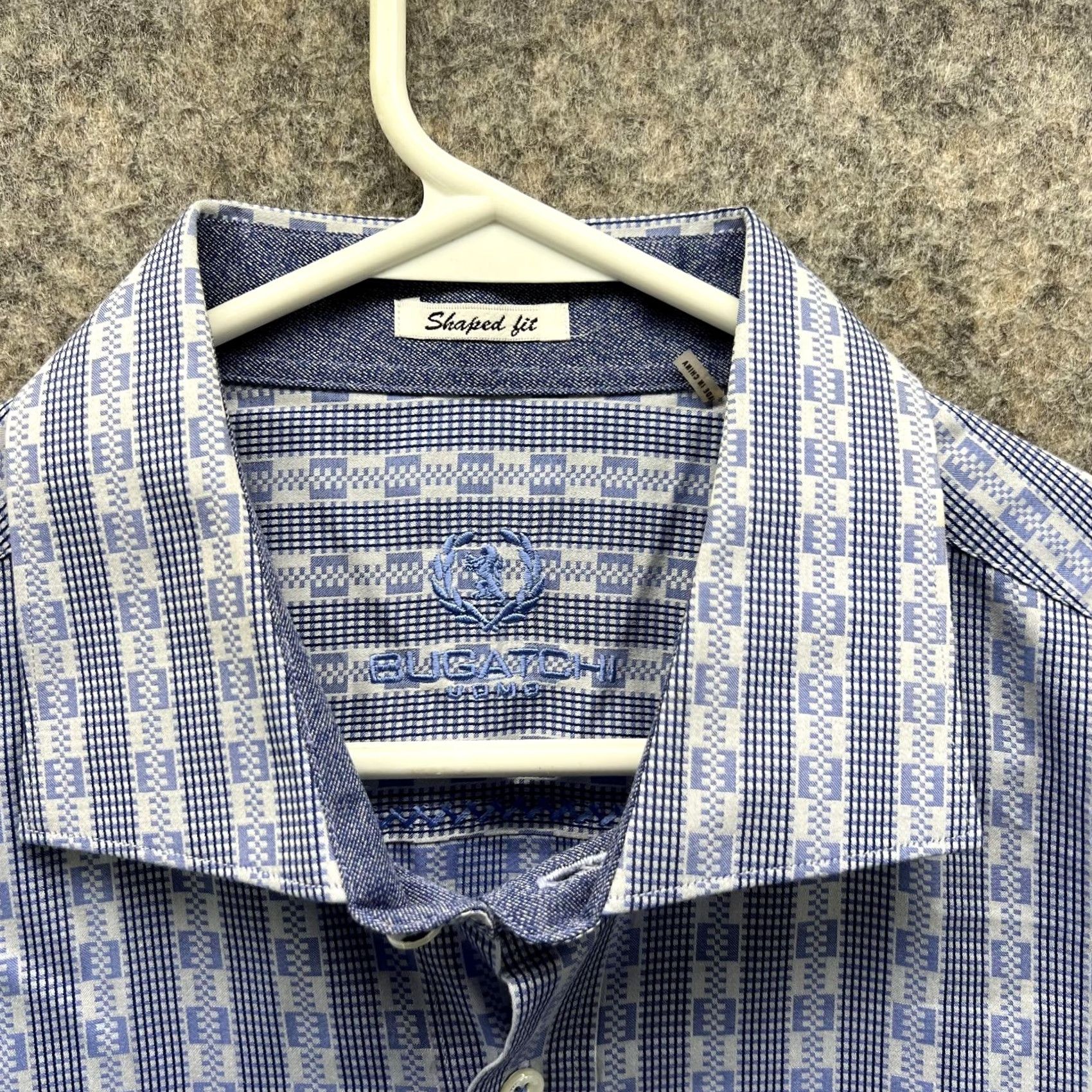 BUGATCHI Bugatchi Shirt Men XL Blue Striped Button-Up Shaped Fit Patterned Casual Button-Down Size US XL / EU 56 / 4 - 2 Thumbnail