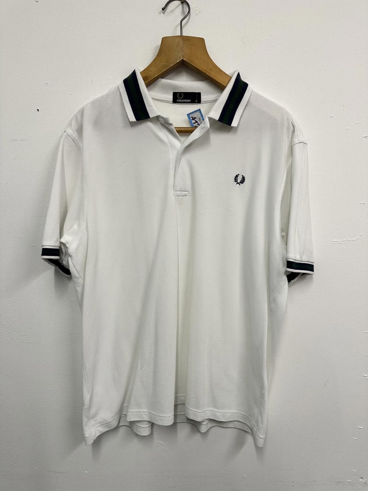 Fred Perry Fred Perry White Polo Shirt with Black Trim Collar and Sleev Size US XL / EU 56 / 4 - 1 Thumbnail