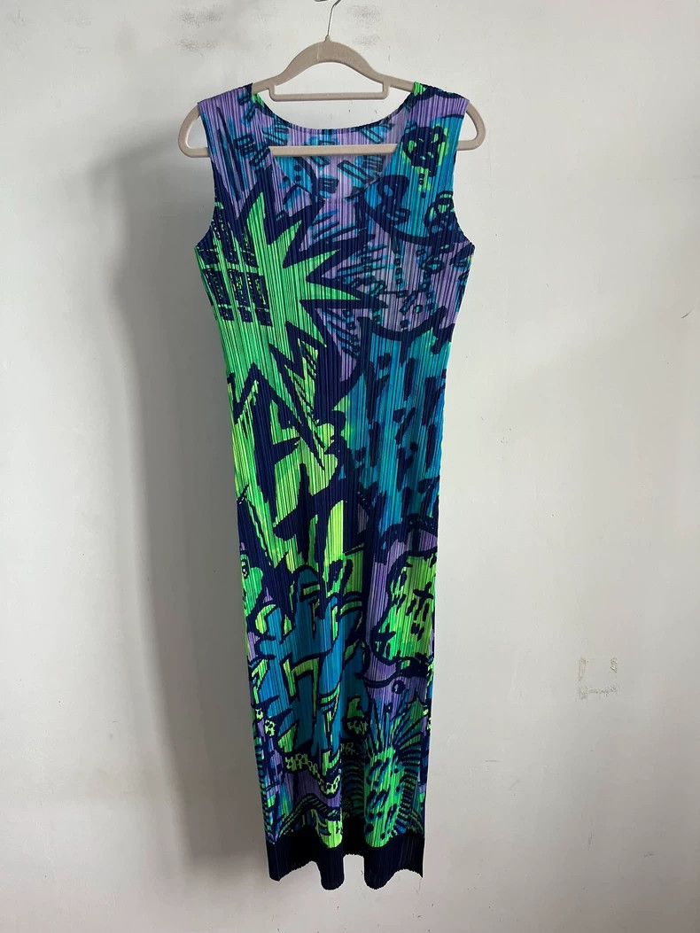 Issey Miyake Issey Miyake size:2 Blue pleated long dress Size S / US 4 / IT 40 - 1 Thumbnail