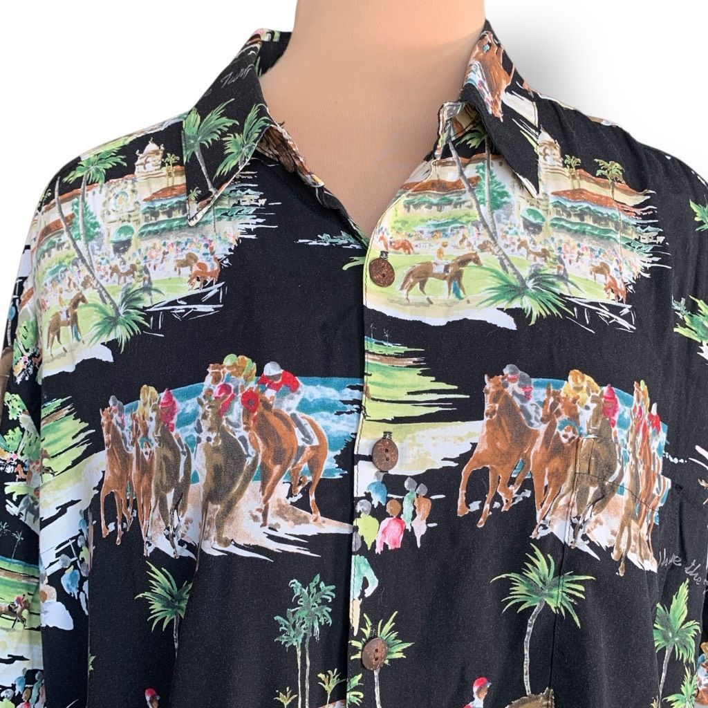 Vintage Vintage Kahala Hawaiian Shirt Black Horse Racing Surf Print Size US XL / EU 56 / 4 - 3 Thumbnail